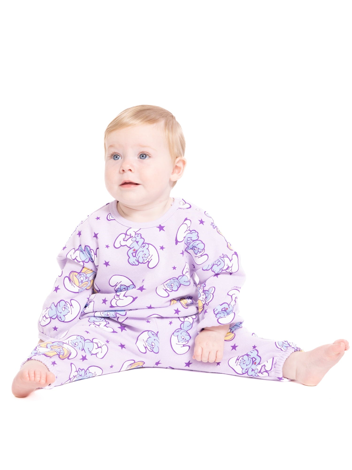 Smurfs Baby Boys or Girls Bubble Sleeve Printed Sweatshirt and Joggers Set, 2-Piece, Sizes 0/3M-24M