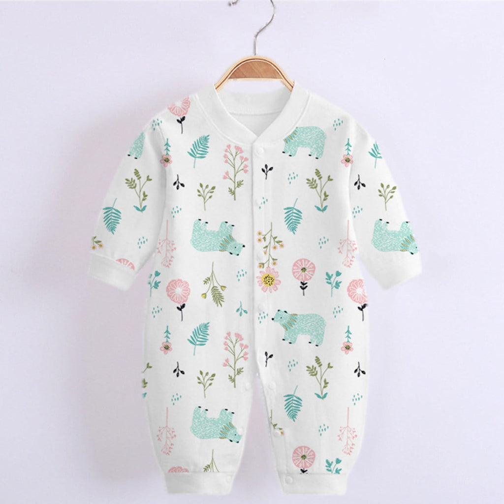 Bovxnpu Baby Girl Bodysuit, Infant Baby Cotton Bodysuits, Child Printing Newborn Button-Neck Long Sleeved Long Rompers 0-3 Months