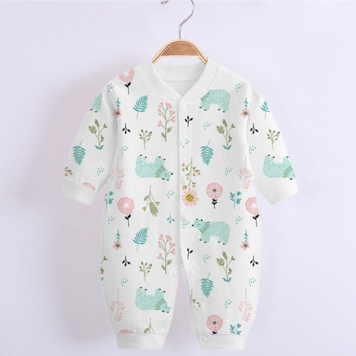 Bovxnpu Baby Girl Bodysuit, Infant Baby Cotton Bodysuits, Child Printing Newborn Button-Neck Long Sleeved Long Rompers 0-3 Months