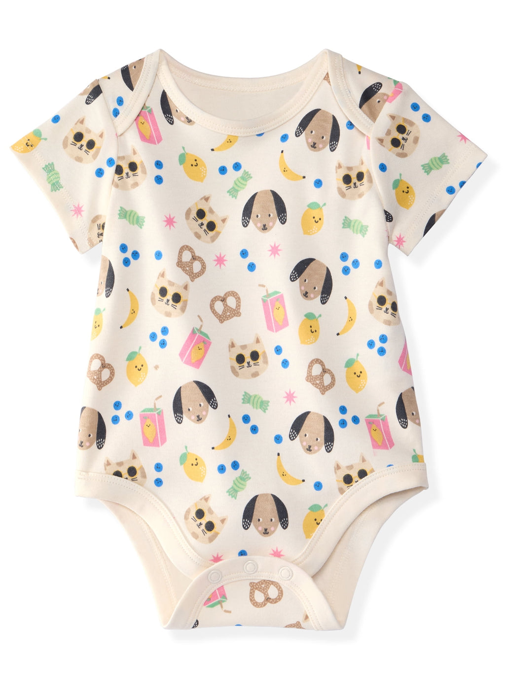 Garanimals Baby Girl Cotton Lap-Shoulder Short-Sleeve Bodysuits, 4-Pack, 0–24M