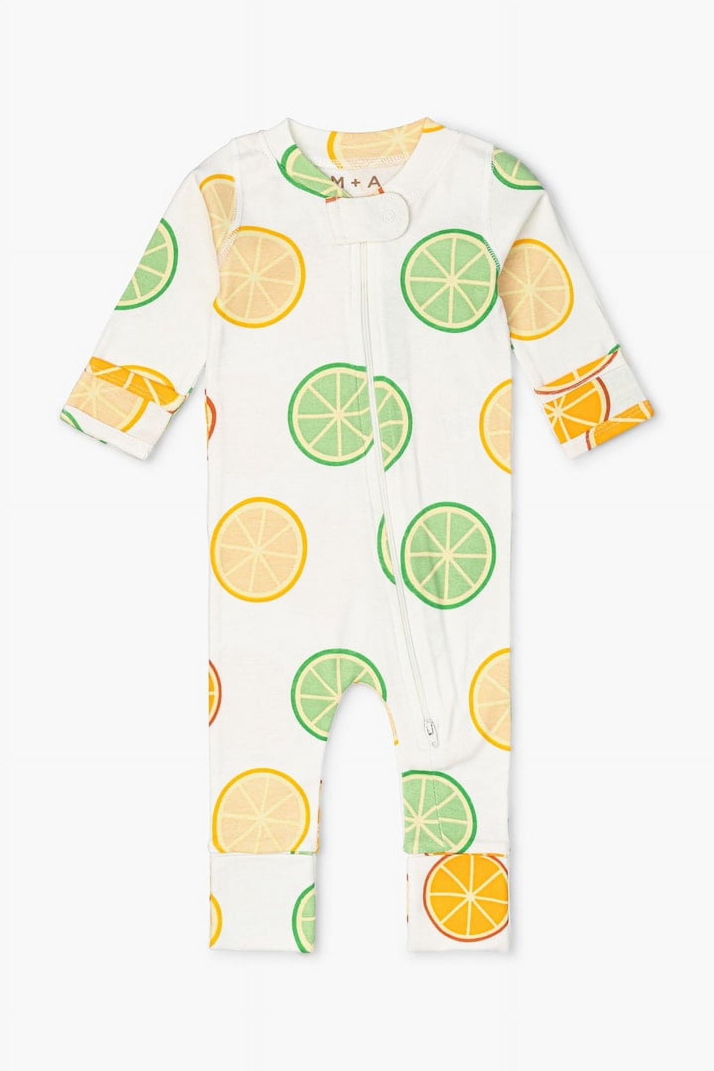 M+A by Monica + Andy Organic Cotton Gender Neutral Long Sleeve Baby One-Piece Pajama, Sizes Newborn - 24 Months