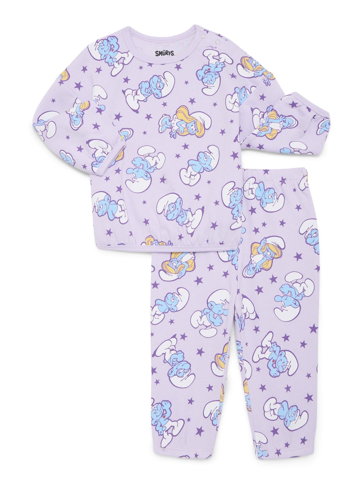 Smurfs Baby Boys or Girls Bubble Sleeve Printed Sweatshirt and Joggers Set, 2-Piece, Sizes 0/3M-24M