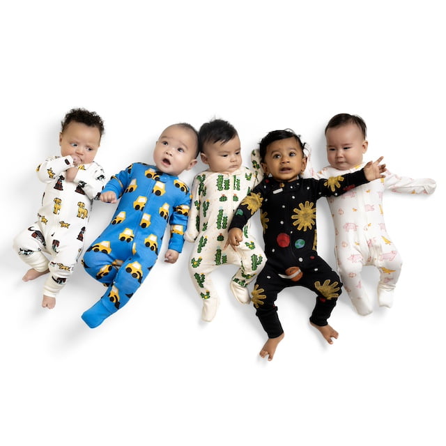 M+A by Monica + Andy Organic Cotton Gender Neutral Long Sleeve Baby One-Piece Pajama, Sizes Newborn - 24 Months