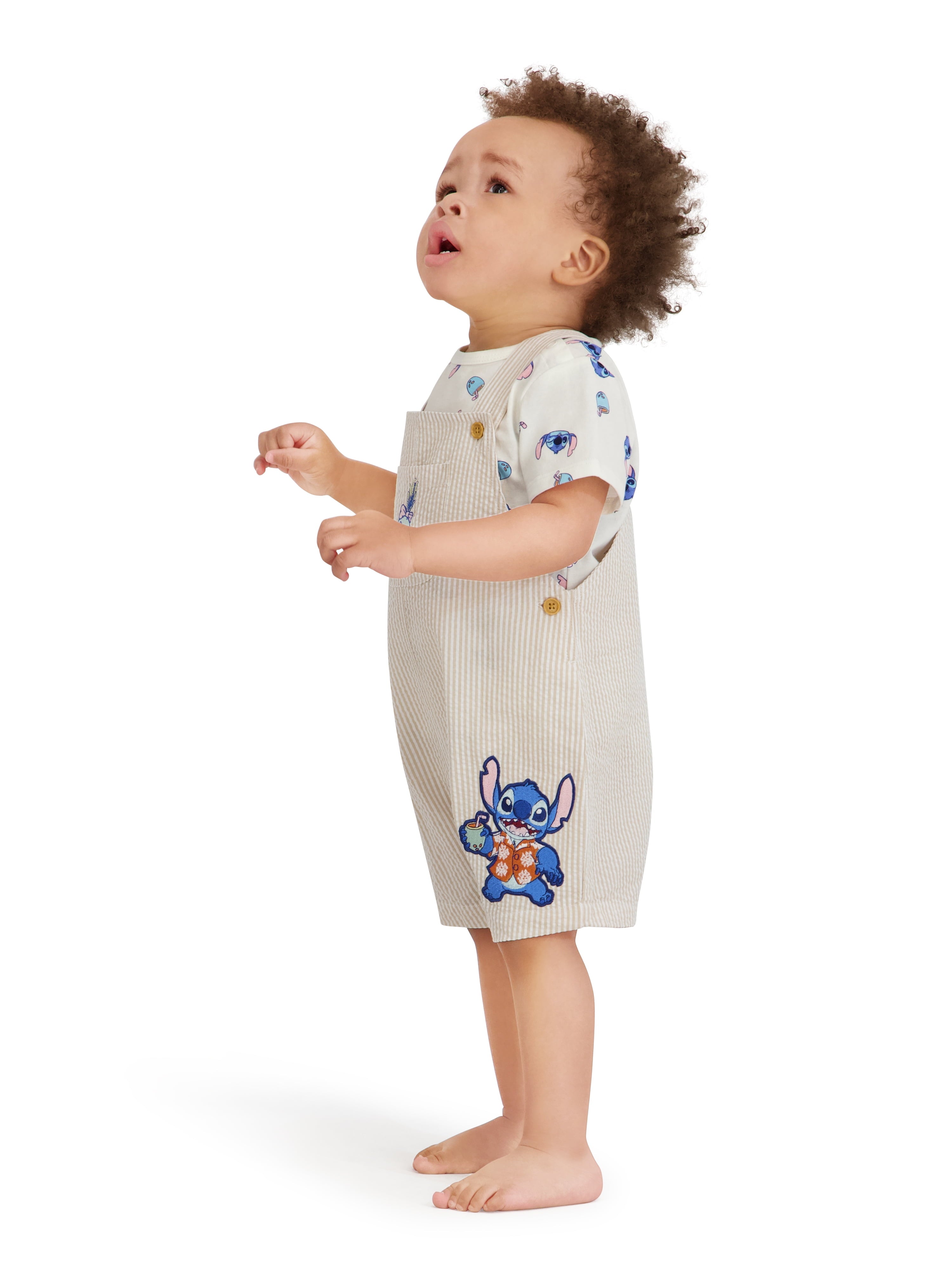 Stitch Baby Boy 2 Piece Shortall Set, Sizes 0-24 Months
