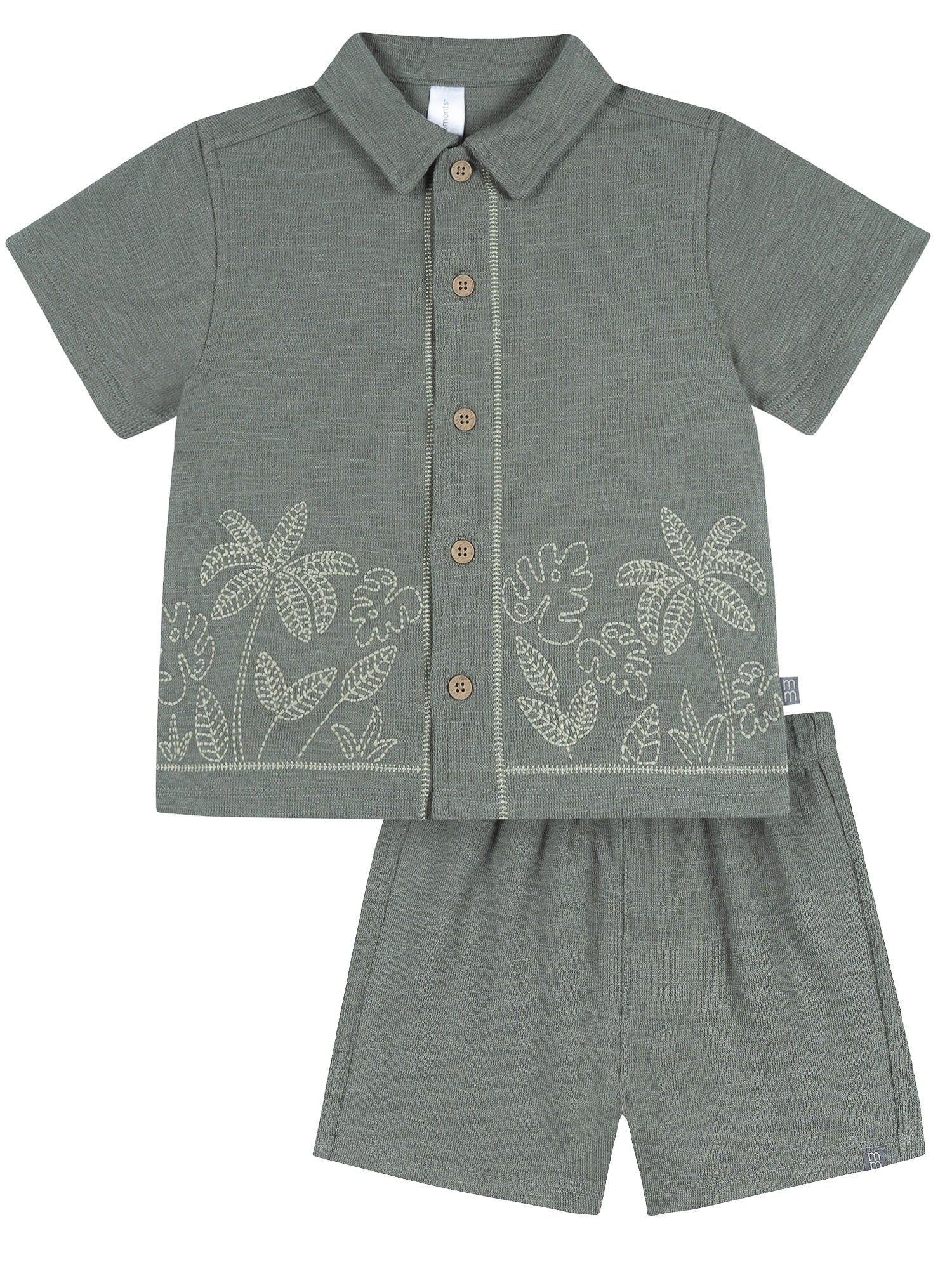 Modern Moments by Gerber Baby and Toddler Boy Button Front Shirt and Short Set, 2-Piece, Sizes 0/3 Months - 5T