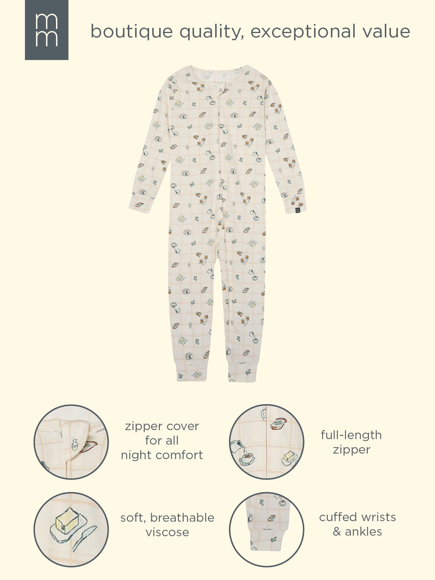 Modern Moments by Gerber Toddler Neutral Super Soft One-Piece Pajamas, Sizes 12 Months - 5T