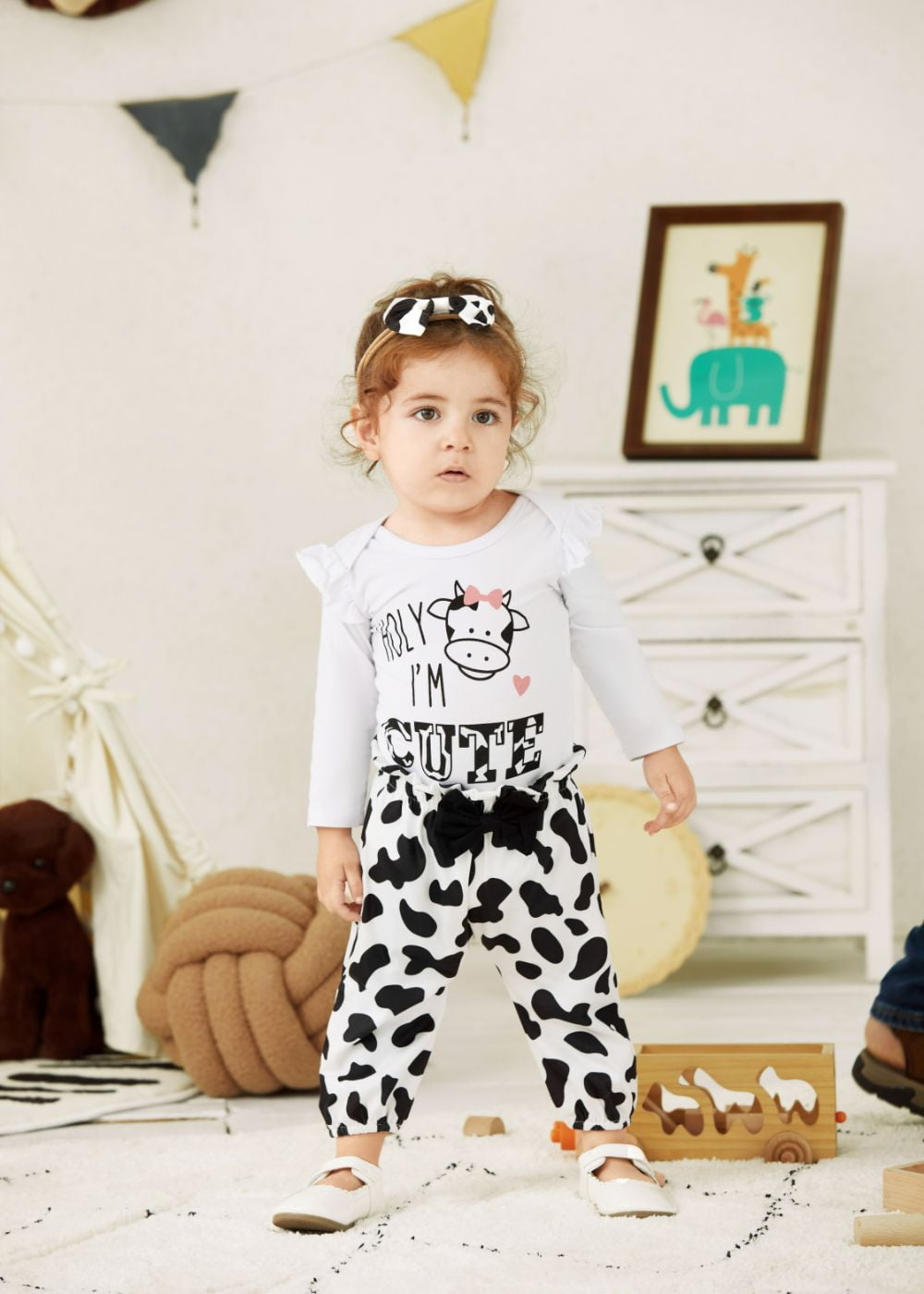 PatPat Newborn Baby Girl Clothes Long Sleeve Romper Bodysuit and Pants Outfit Set, 0-3 Months