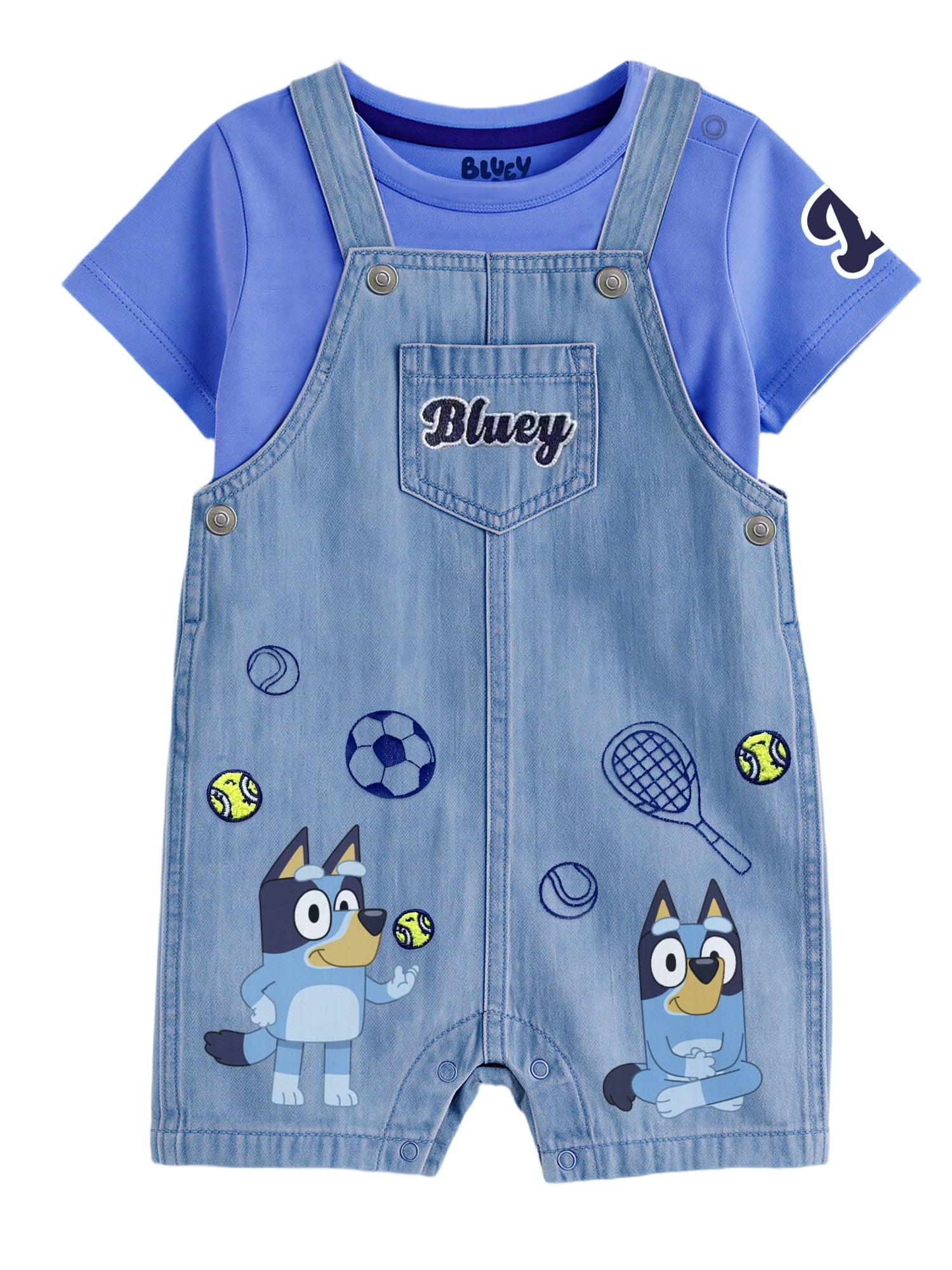 Stitch Baby Boy 2 Piece Shortall Set, Sizes 0-24 Months