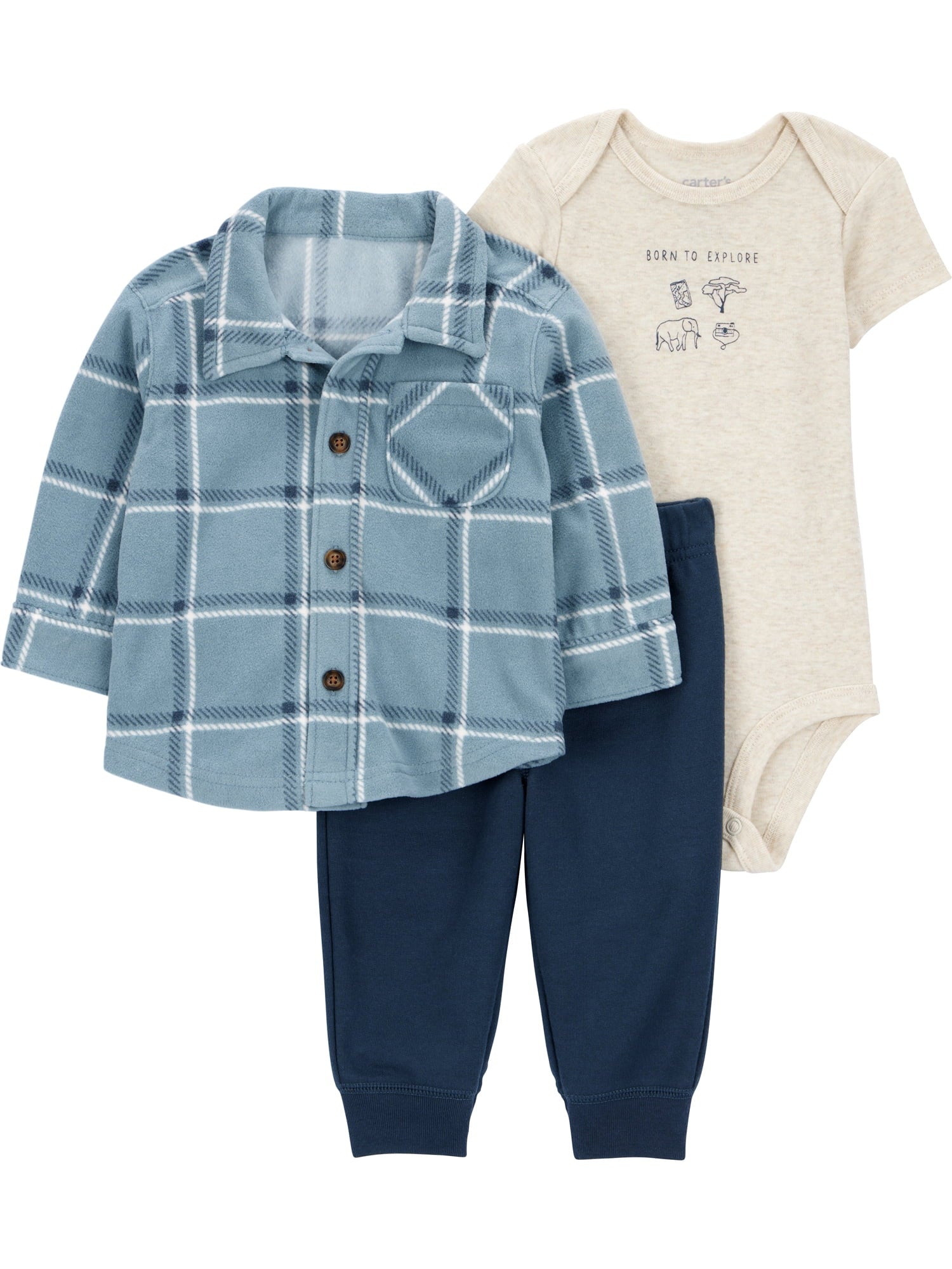 Carter's Child of Mine Baby and Toddler Boy Cardigan Outfit Set, 3-Piece, Sizes 0/3-24 Months