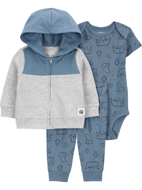 Carter's Child of Mine Baby and Toddler Boy Cardigan Outfit Set, 3-Piece, Sizes 0/3-24 Months