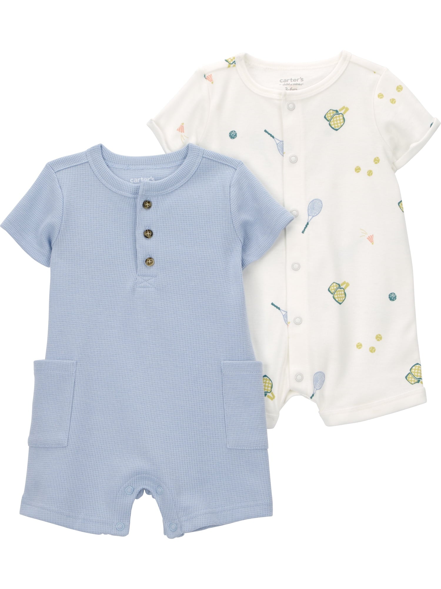 Carter's Child of Mine Baby Boy Romper, 2-Pack, Sizes 0/3-24 Months