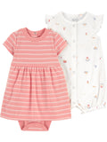 Carter's Child of Mine Baby Girl Romper and Dress Set, 2-Piece, Sizes 0/3-24 Months