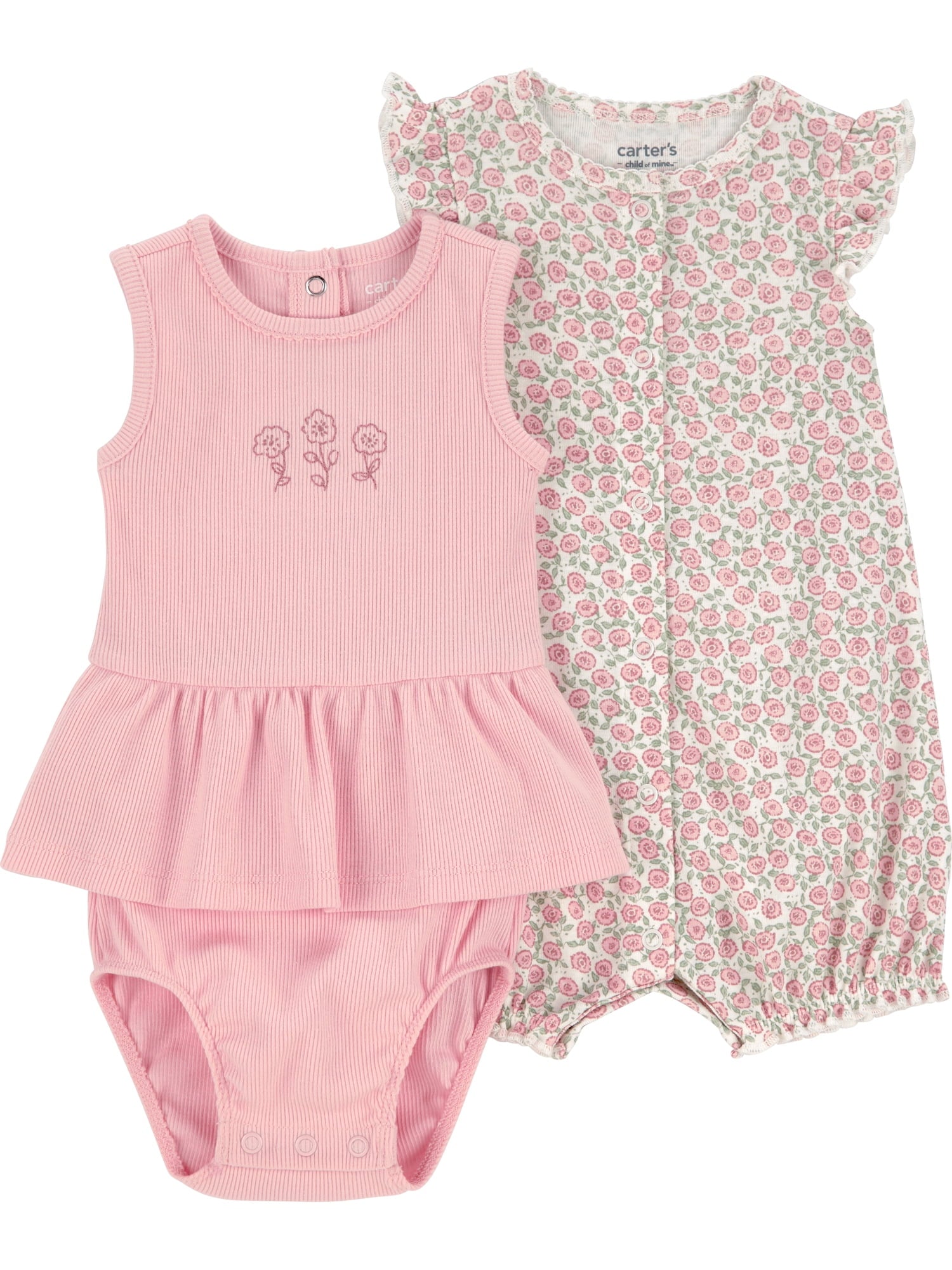 Carter's Child of Mine Baby Girl Romper and Dress Set, 2-Piece, Sizes 0/3-24 Months