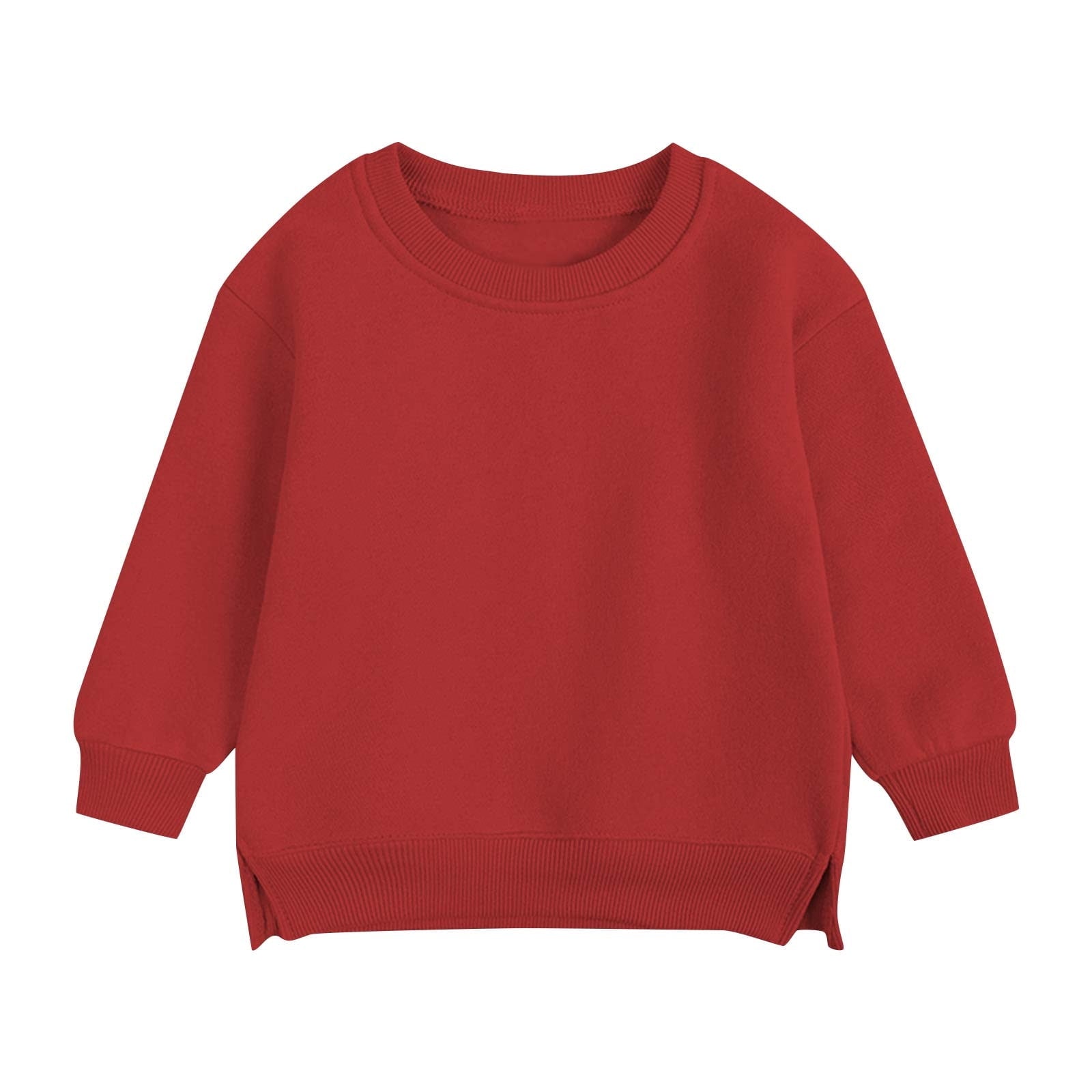 Pullover for Child Toddler Boys And Girls Sweater Coat Round Neck Small And Medium Children's Pullover Solid Color Fleece Top Up to 65% off