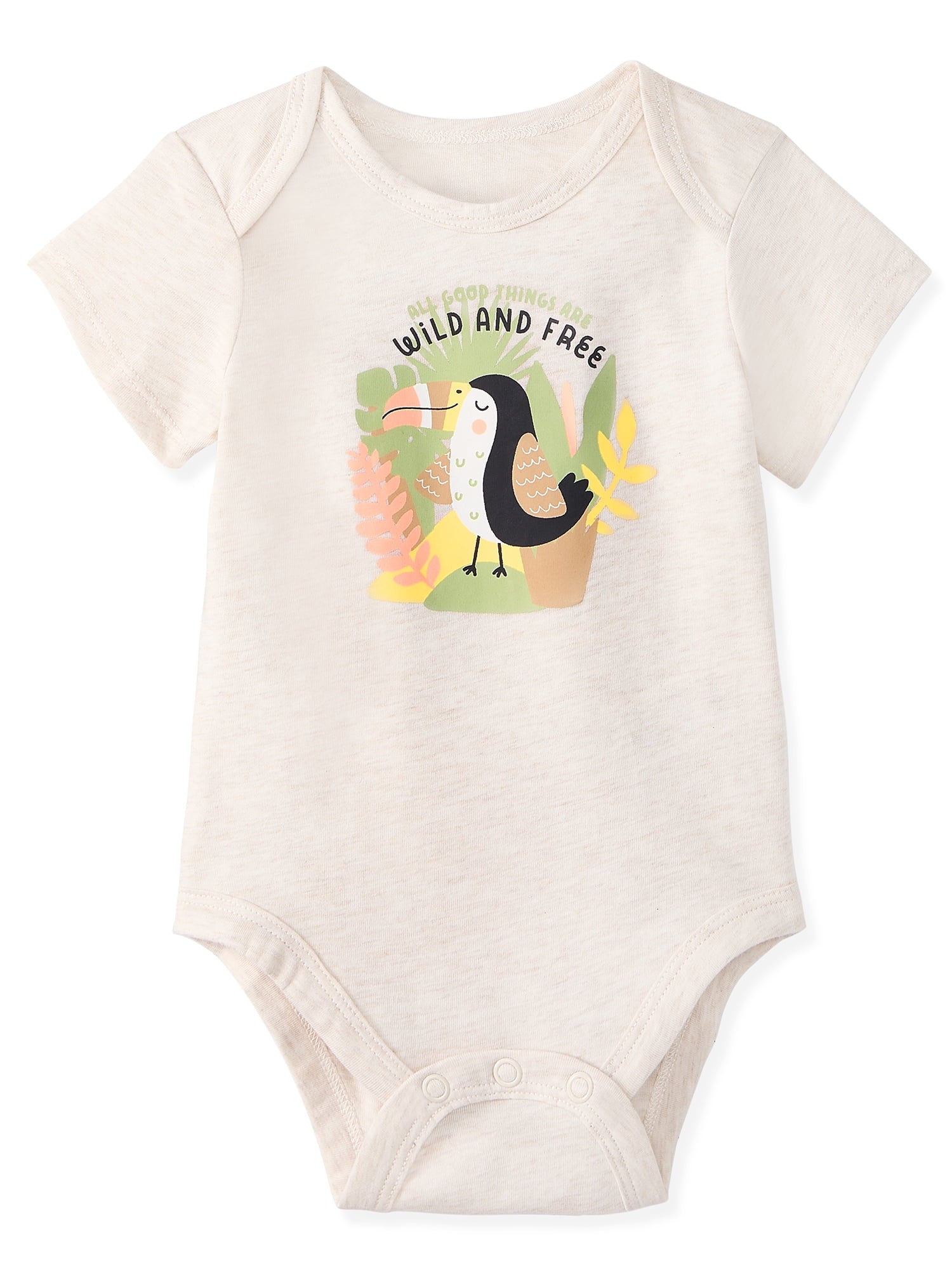 Garanimals Baby Girl Cotton Lap-Shoulder Short-Sleeve Bodysuits, 4-Pack, 0–24M