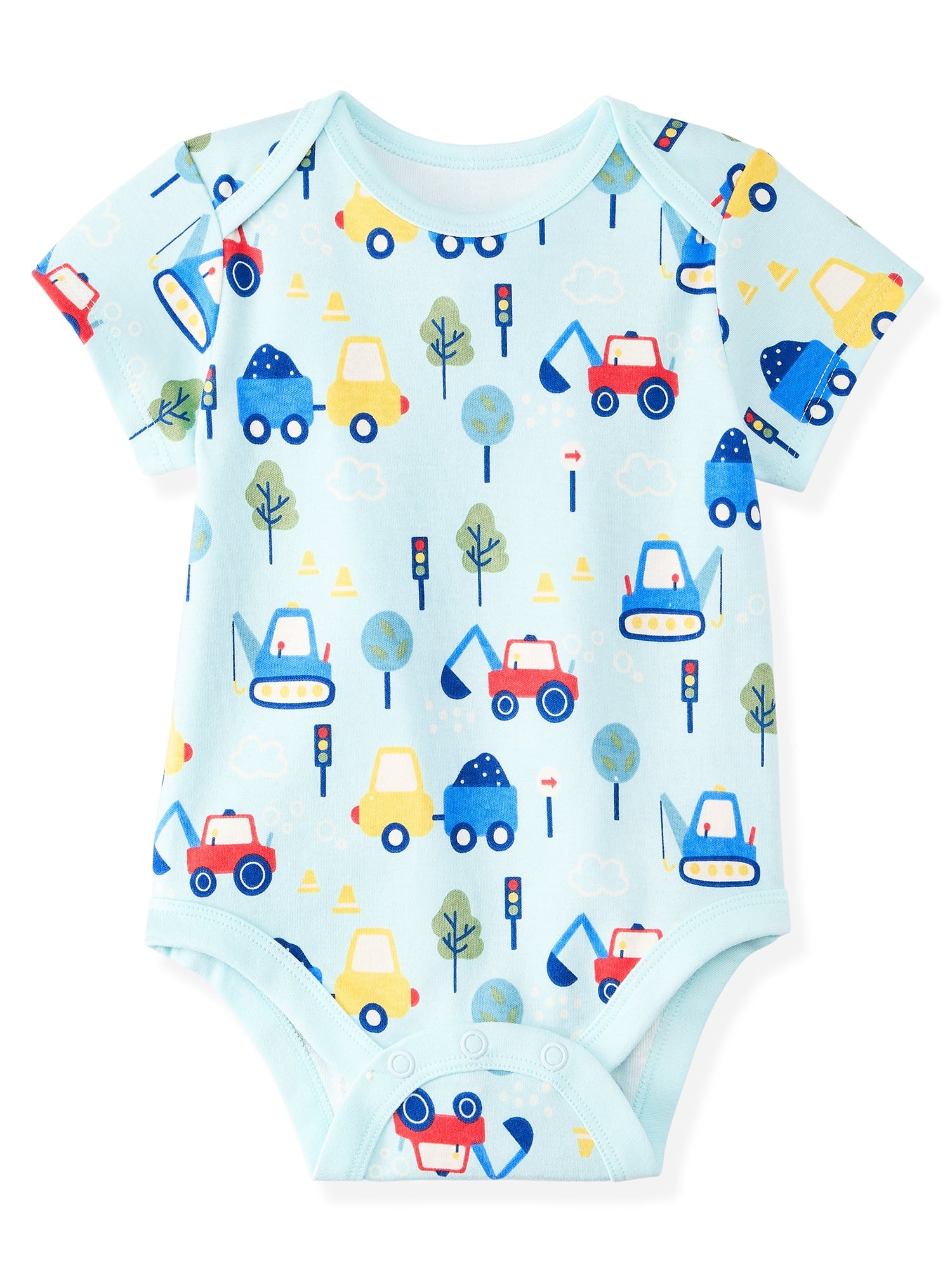 Garanimals Baby Girl Cotton Lap-Shoulder Short-Sleeve Bodysuits, 4-Pack, 0–24M