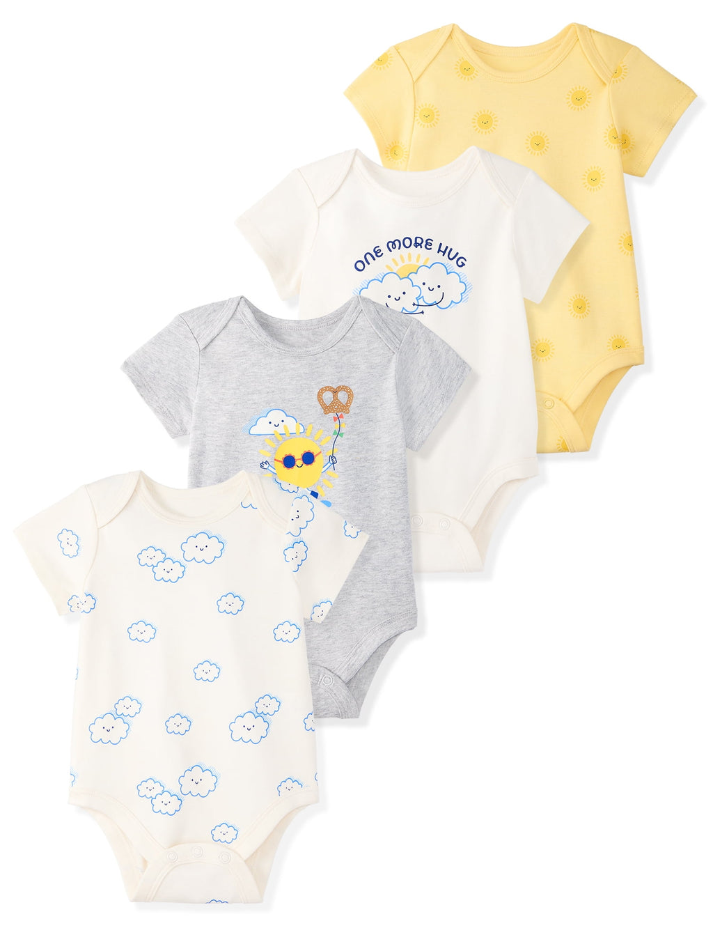 Garanimals Baby Girl Cotton Lap-Shoulder Short-Sleeve Bodysuits, 4-Pack, 0–24M