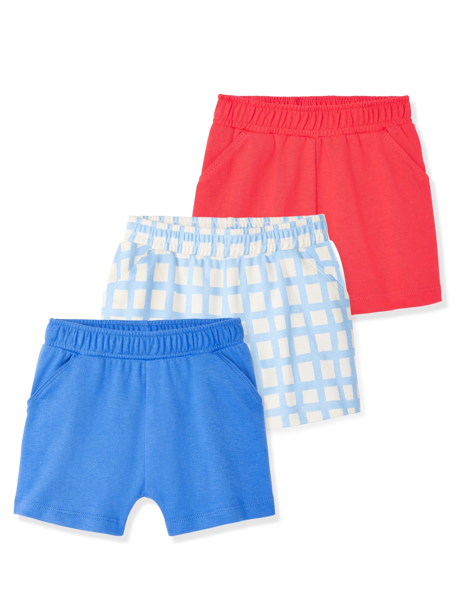 Garanimals Baby Boy Cotton Pull-On Shorts, Solids & Prints, 3-Pack, 0–24M