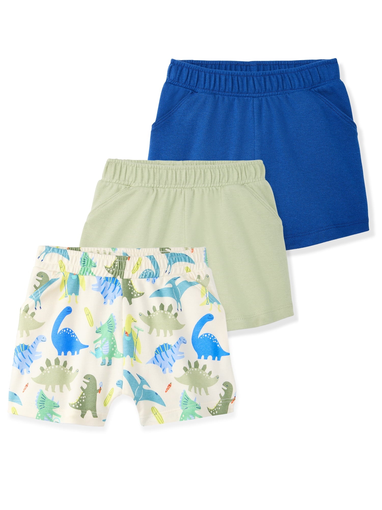 Garanimals Baby Boy Cotton Pull-On Shorts, Solids & Prints, 3-Pack, 0–24M