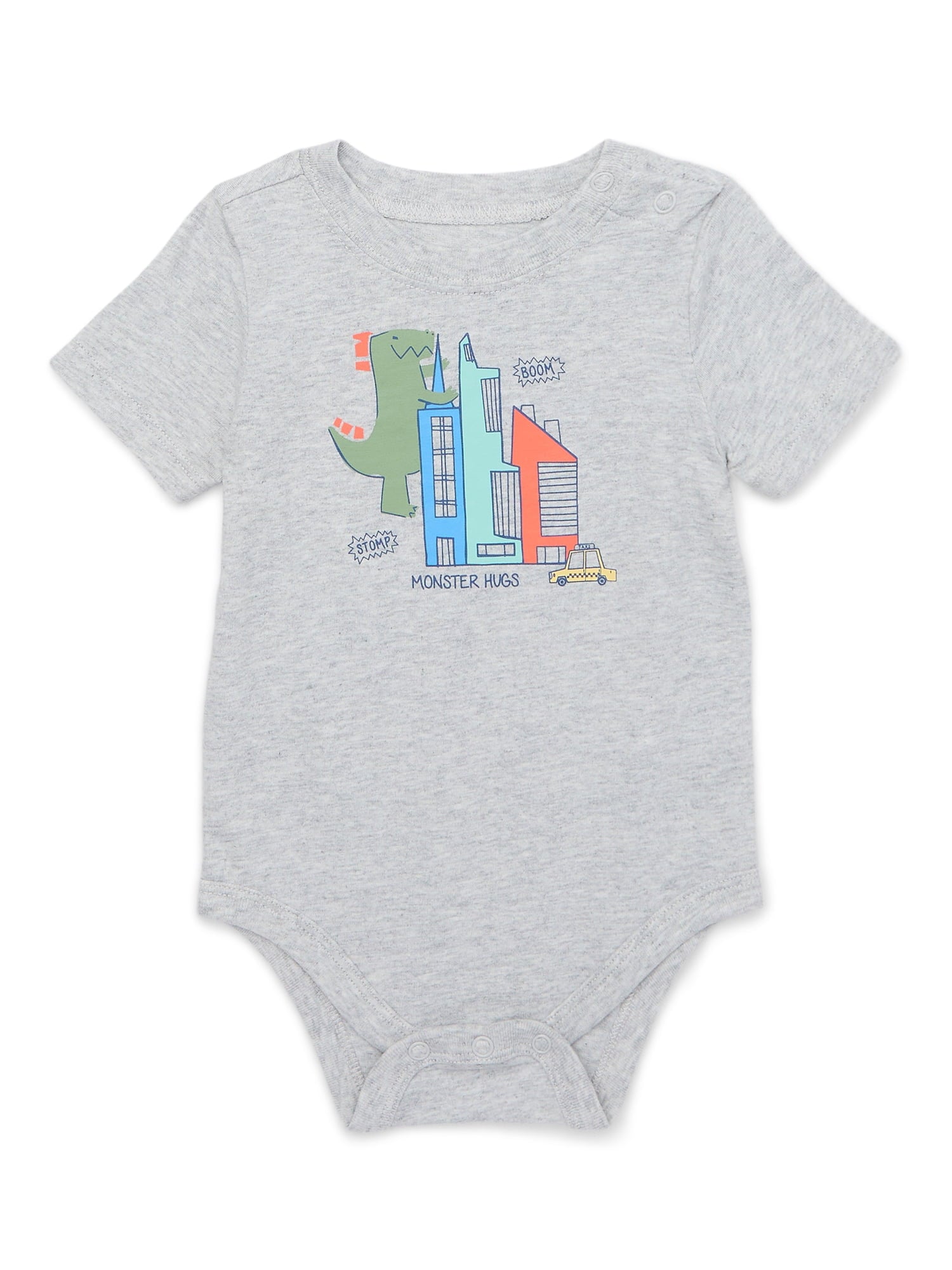 Garanimals Baby Girl Cotton Lap-Shoulder Short-Sleeve Bodysuits, 4-Pack, 0–24M