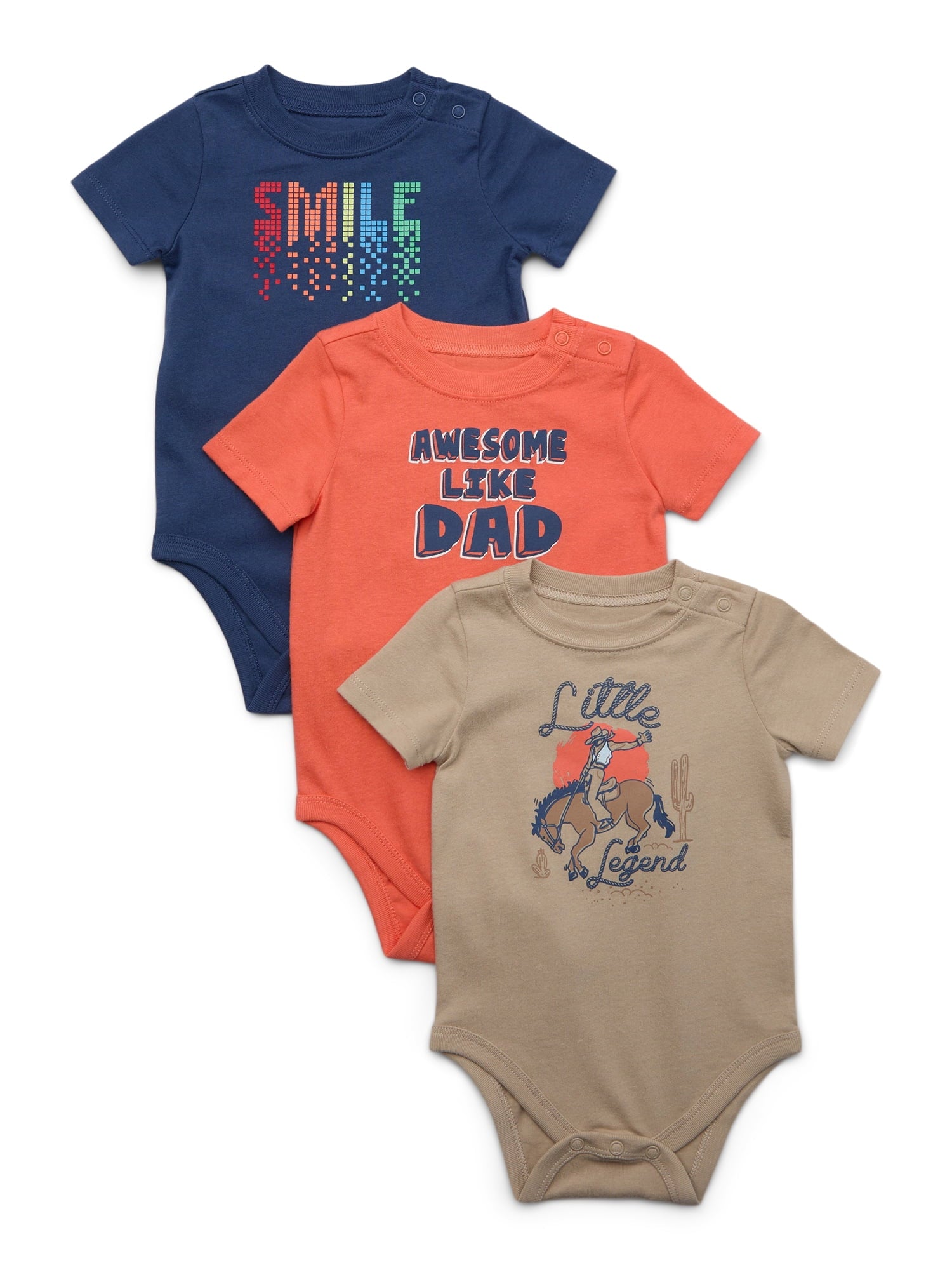 Garanimals Baby Girl Cotton Lap-Shoulder Short-Sleeve Bodysuits, 4-Pack, 0–24M