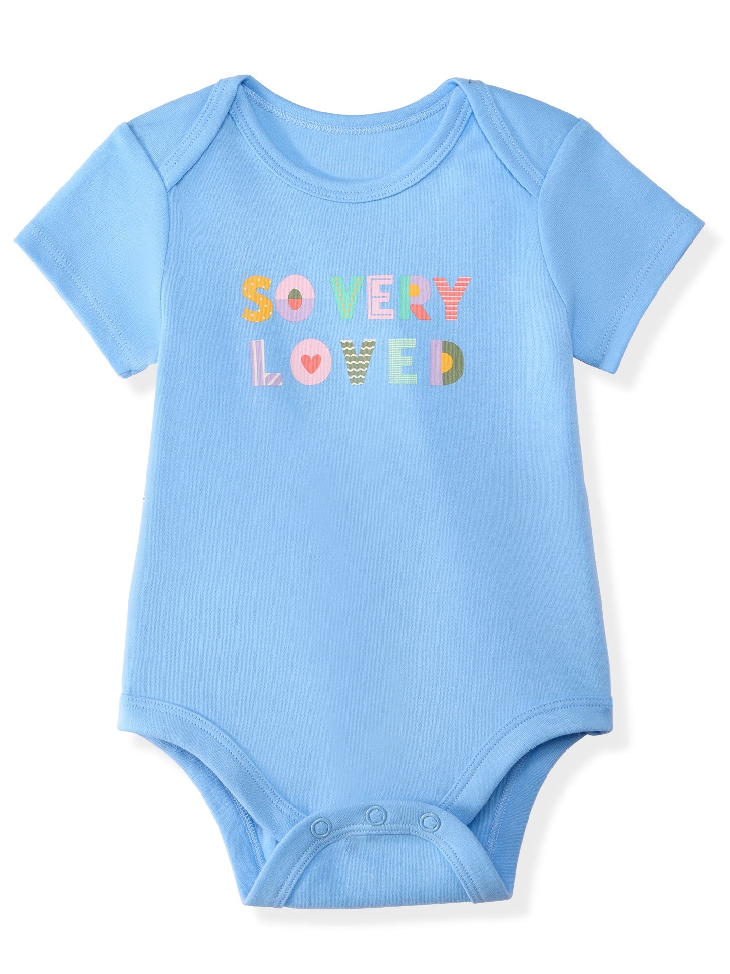 Garanimals Baby Girl Cotton Lap-Shoulder Short-Sleeve Bodysuits, 4-Pack, 0–24M