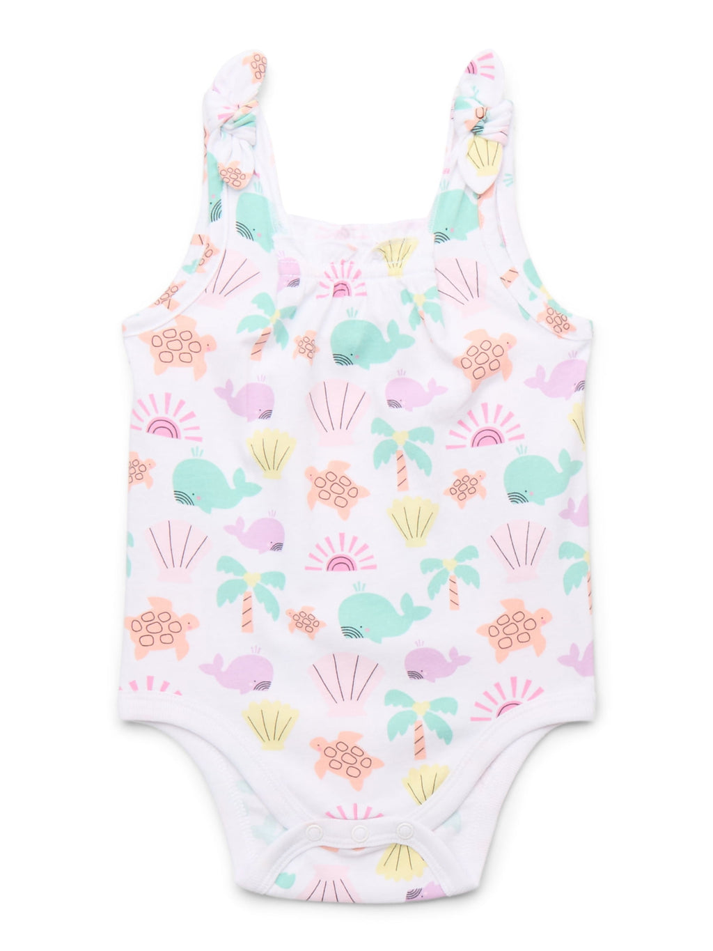 Garanimals Baby Girl Cotton Lap-Shoulder Short-Sleeve Bodysuits, 4-Pack, 0–24M