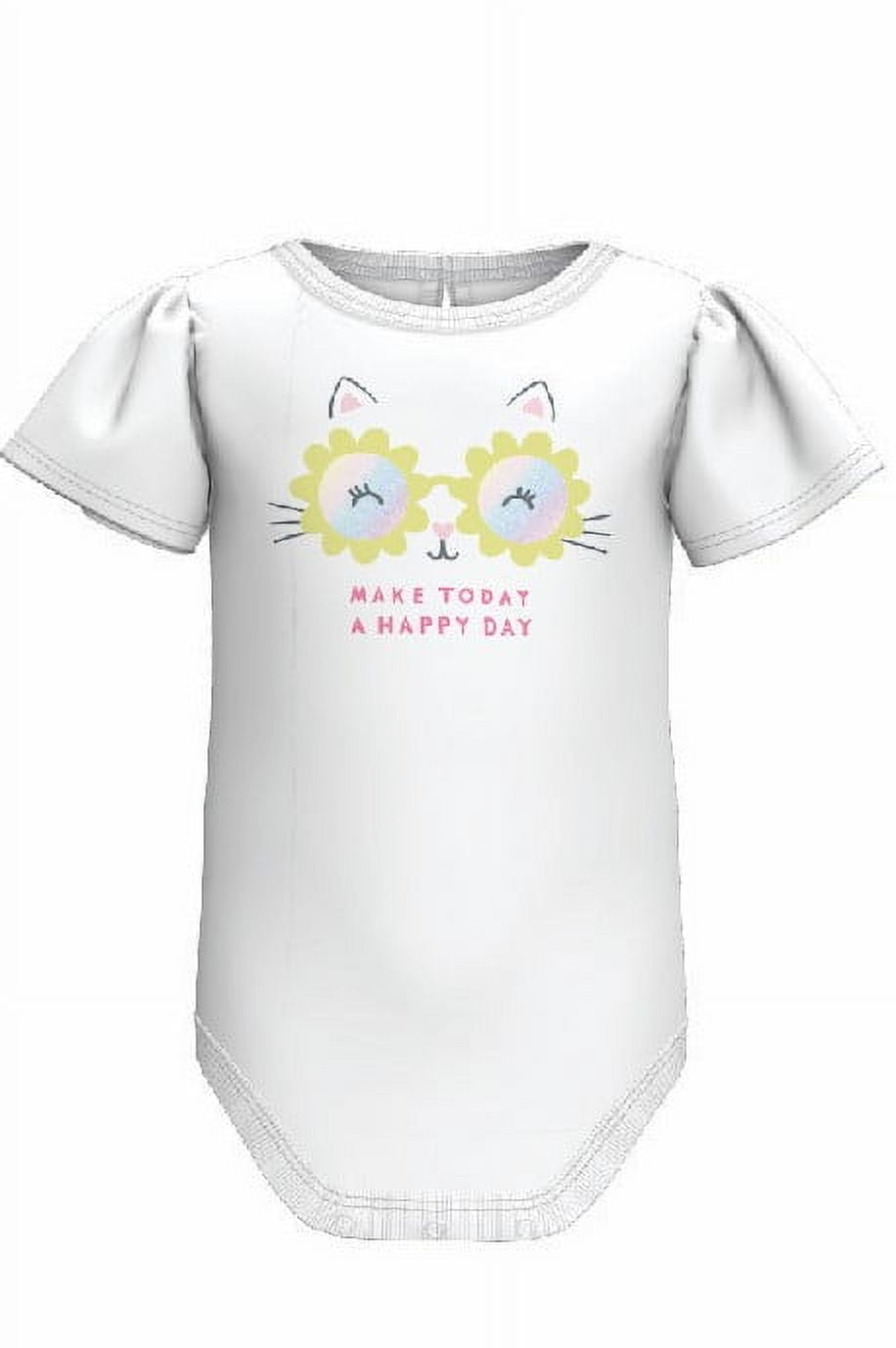 Garanimals Baby Girl Cotton Lap-Shoulder Short-Sleeve Bodysuits, 4-Pack, 0–24M