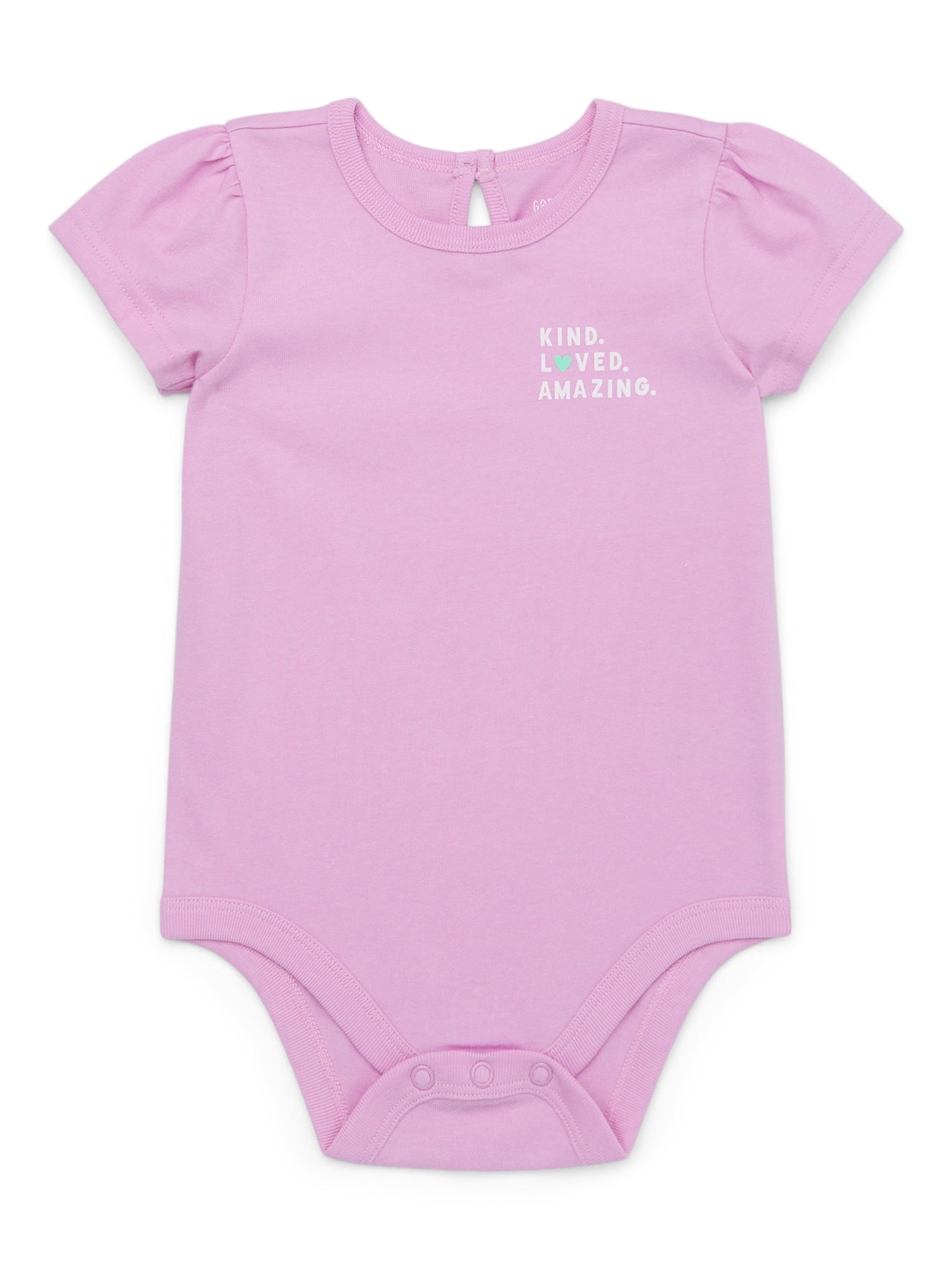 Garanimals Baby Girl Cotton Lap-Shoulder Short-Sleeve Bodysuits, 4-Pack, 0–24M