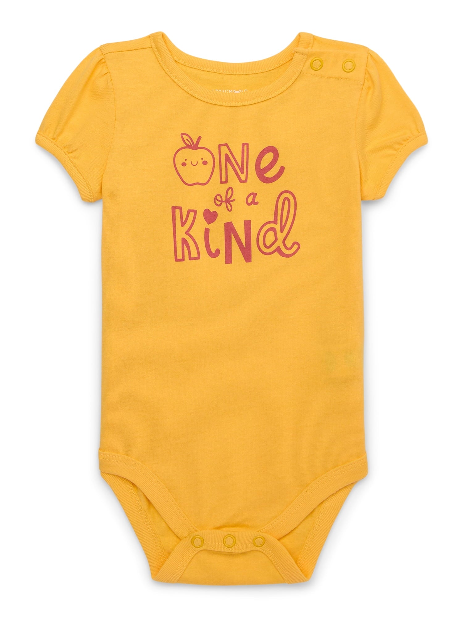 Garanimals Baby Girl Cotton Lap-Shoulder Short-Sleeve Bodysuits, 4-Pack, 0–24M