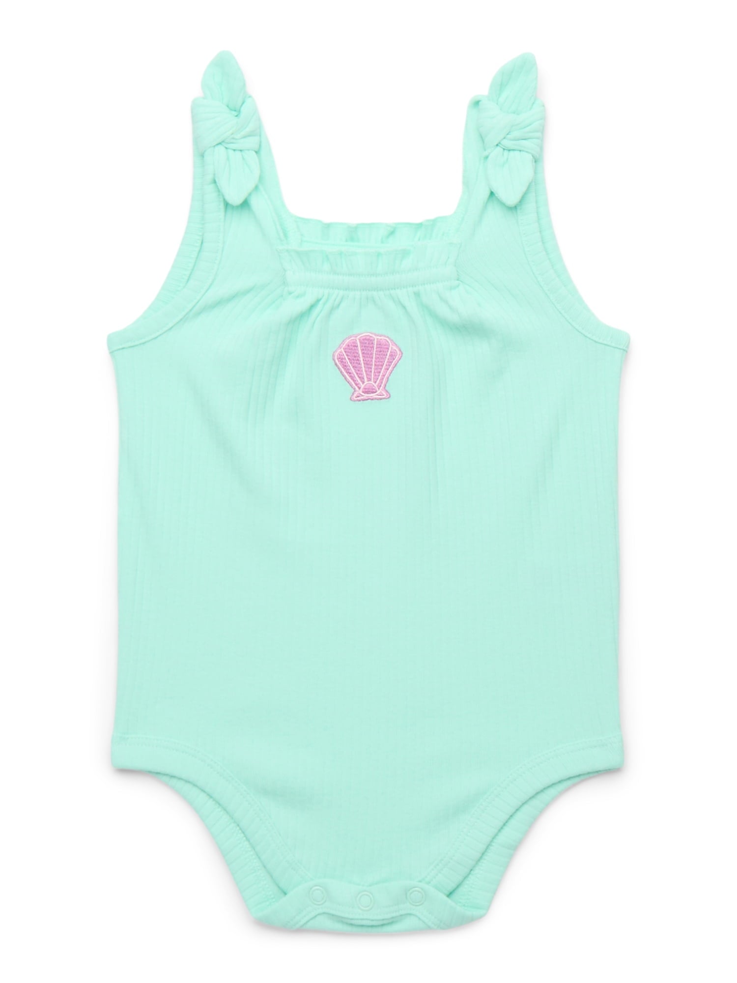 Garanimals Baby Girl Cotton Lap-Shoulder Short-Sleeve Bodysuits, 4-Pack, 0–24M