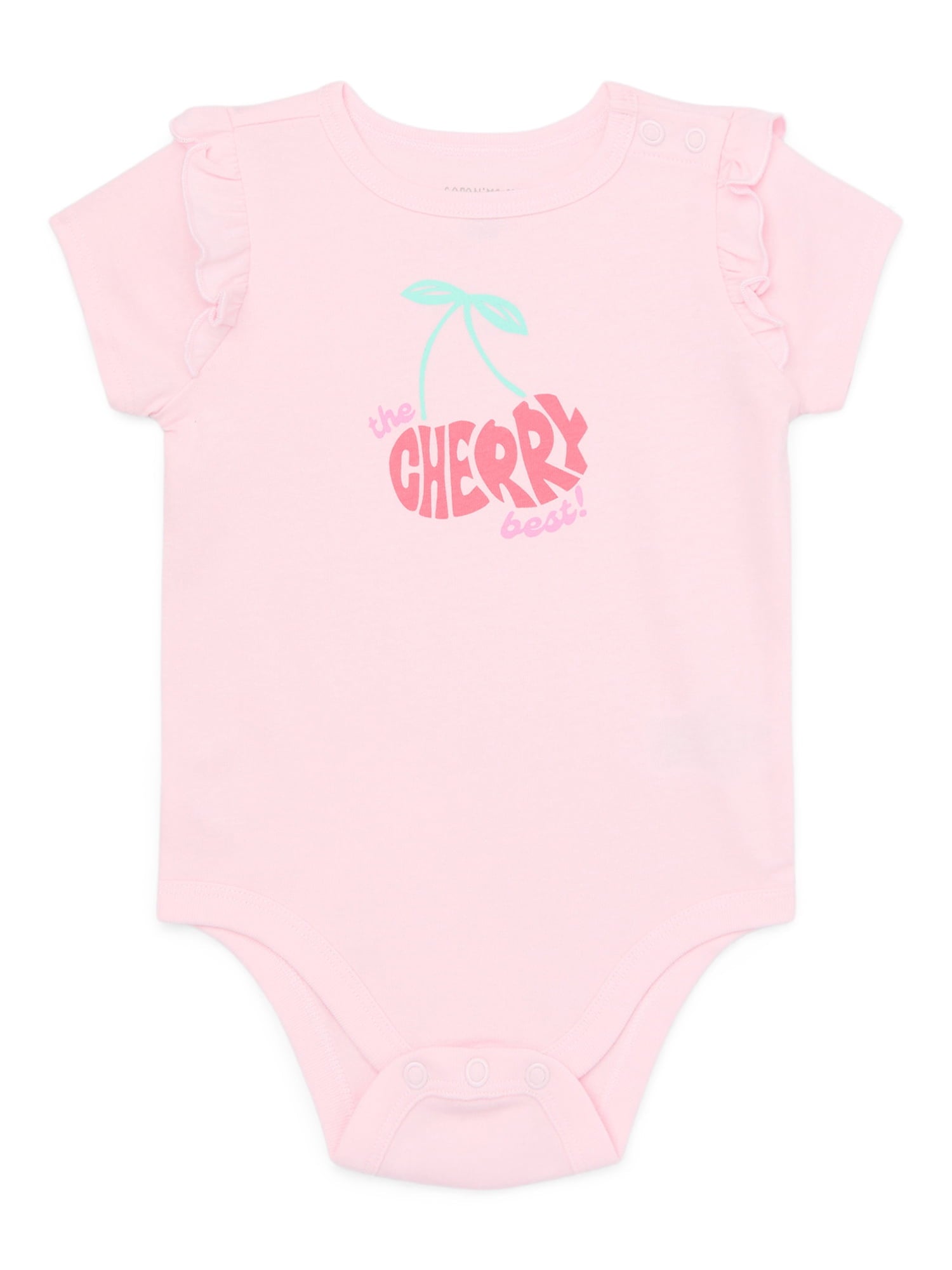 Garanimals Baby Girl Cotton Lap-Shoulder Short-Sleeve Bodysuits, 4-Pack, 0–24M