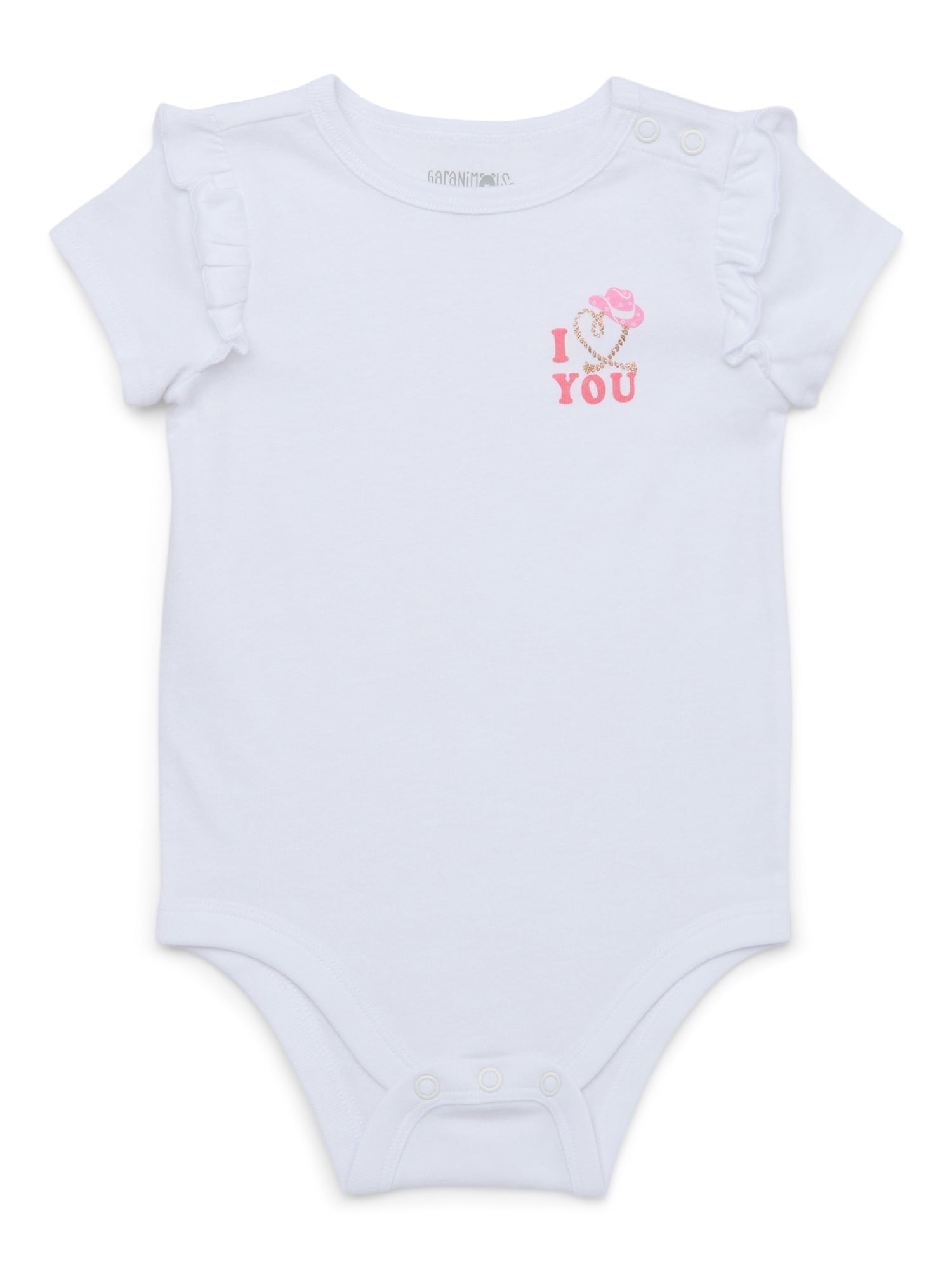 Garanimals Baby Girl Cotton Lap-Shoulder Short-Sleeve Bodysuits, 4-Pack, 0–24M