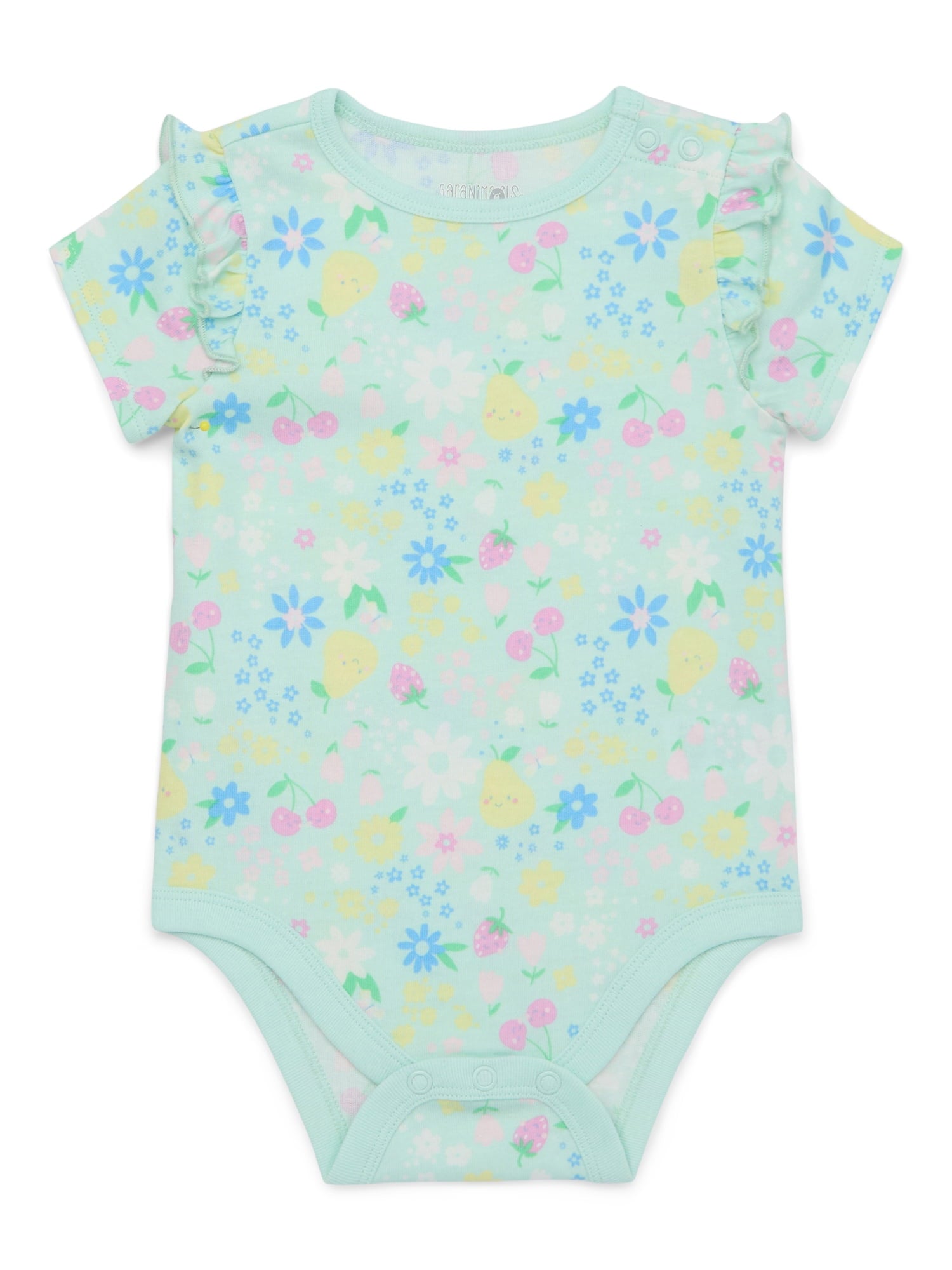 Garanimals Baby Girl Cotton Lap-Shoulder Short-Sleeve Bodysuits, 4-Pack, 0–24M