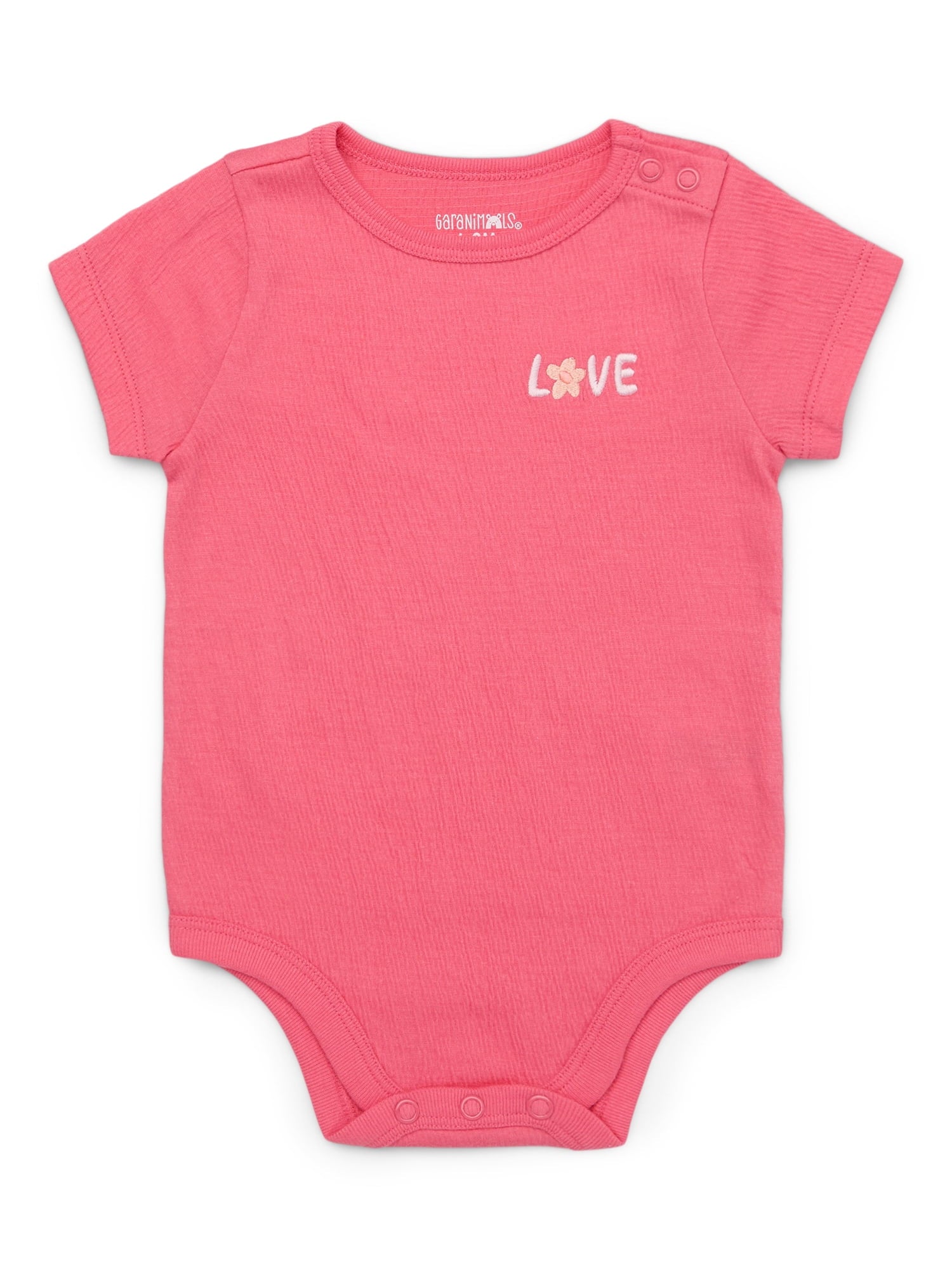 Garanimals Baby Girl Cotton Lap-Shoulder Short-Sleeve Bodysuits, 4-Pack, 0–24M