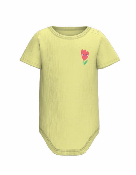 Garanimals Baby Girl Cotton Lap-Shoulder Short-Sleeve Bodysuits, 4-Pack, 0–24M