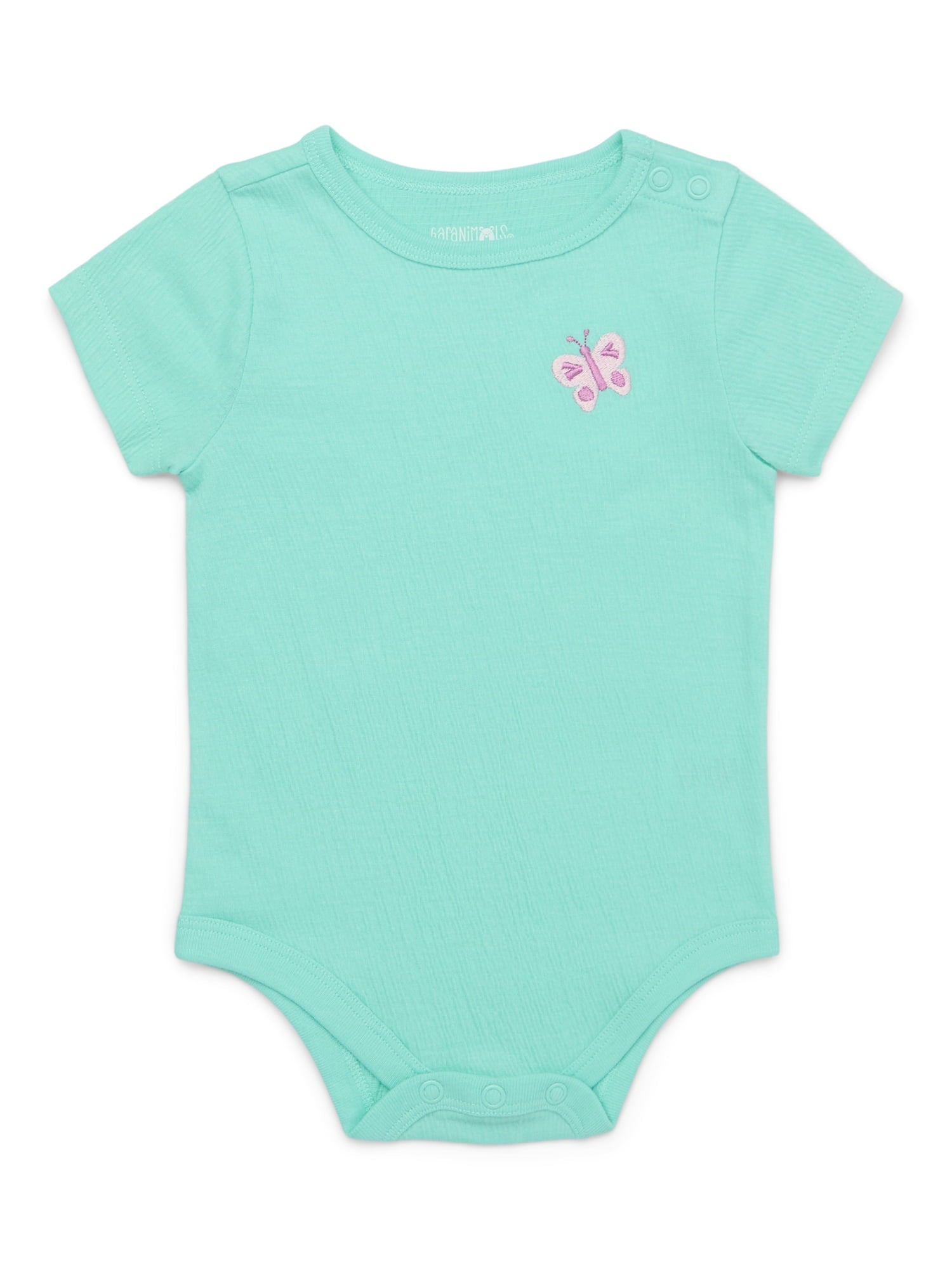 Garanimals Baby Girl Cotton Lap-Shoulder Short-Sleeve Bodysuits, 4-Pack, 0–24M