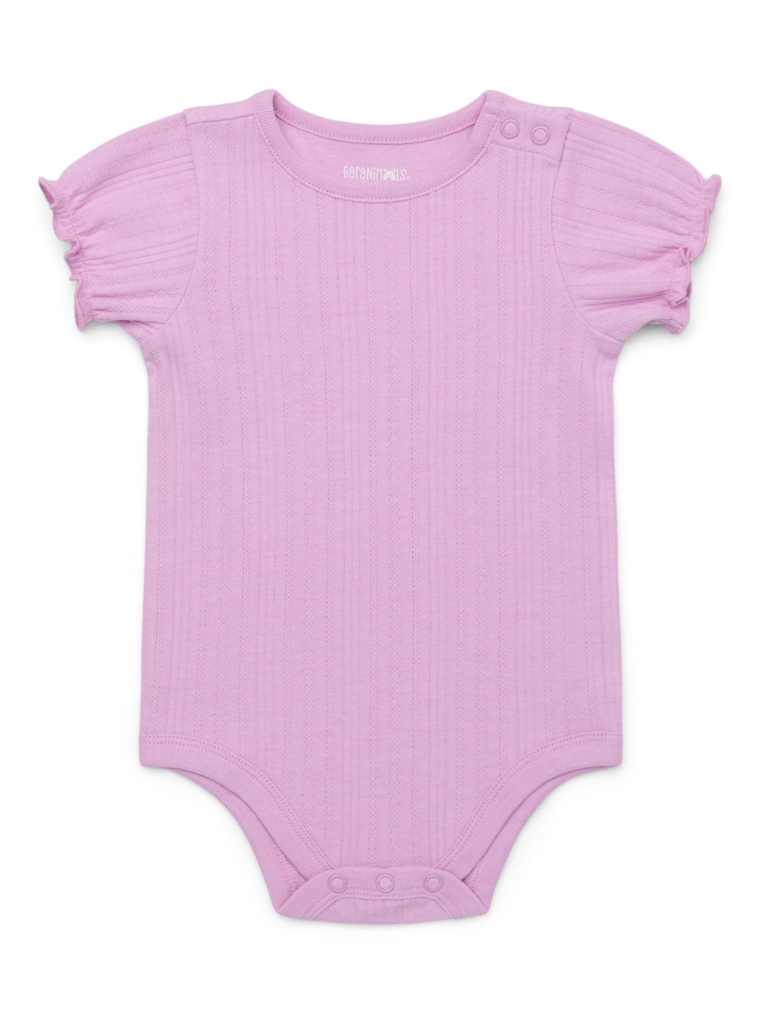 Garanimals Baby Girl Cotton Lap-Shoulder Short-Sleeve Bodysuits, 4-Pack, 0–24M