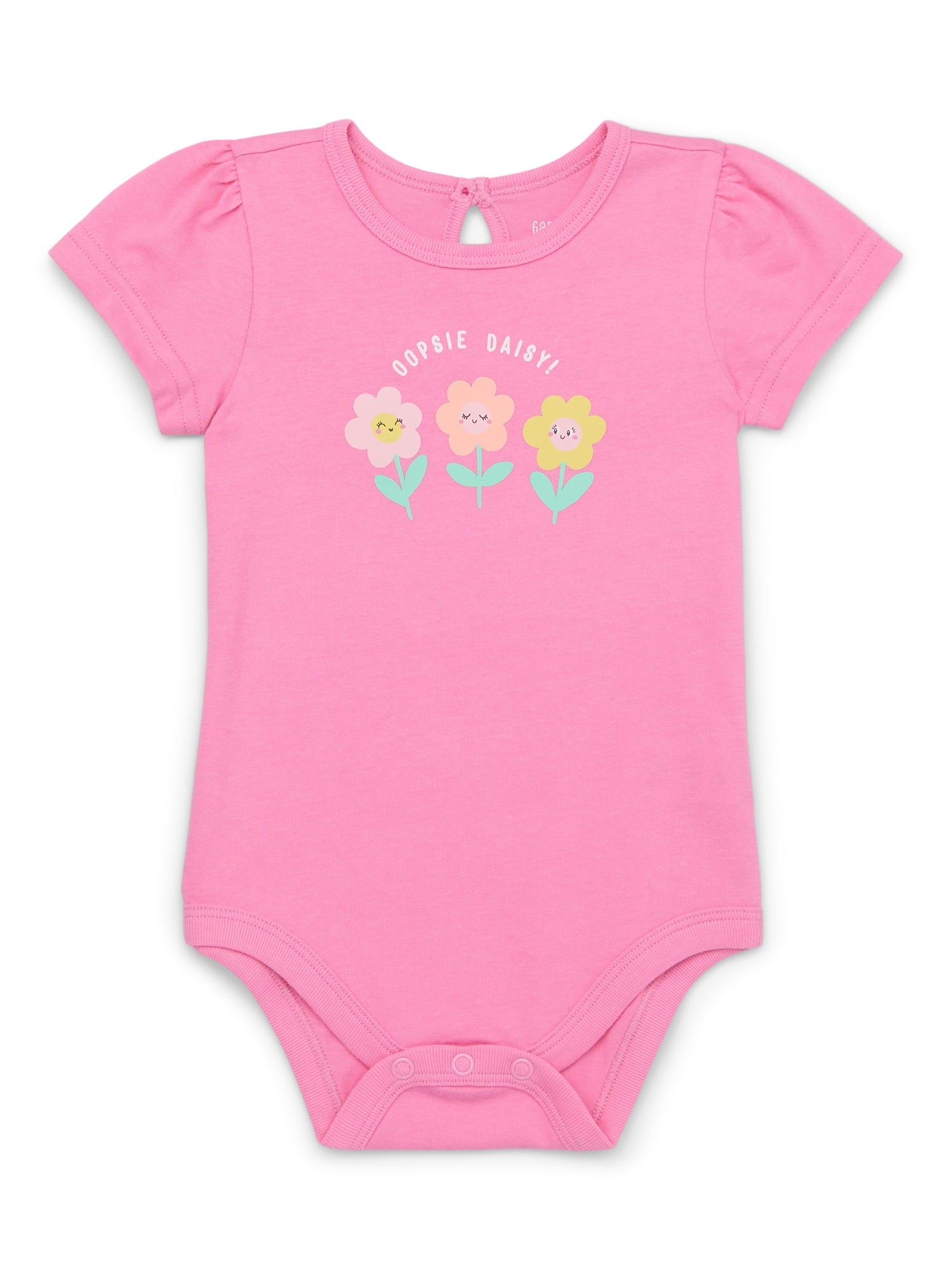 Garanimals Baby Girl Cotton Lap-Shoulder Short-Sleeve Bodysuits, 4-Pack, 0–24M