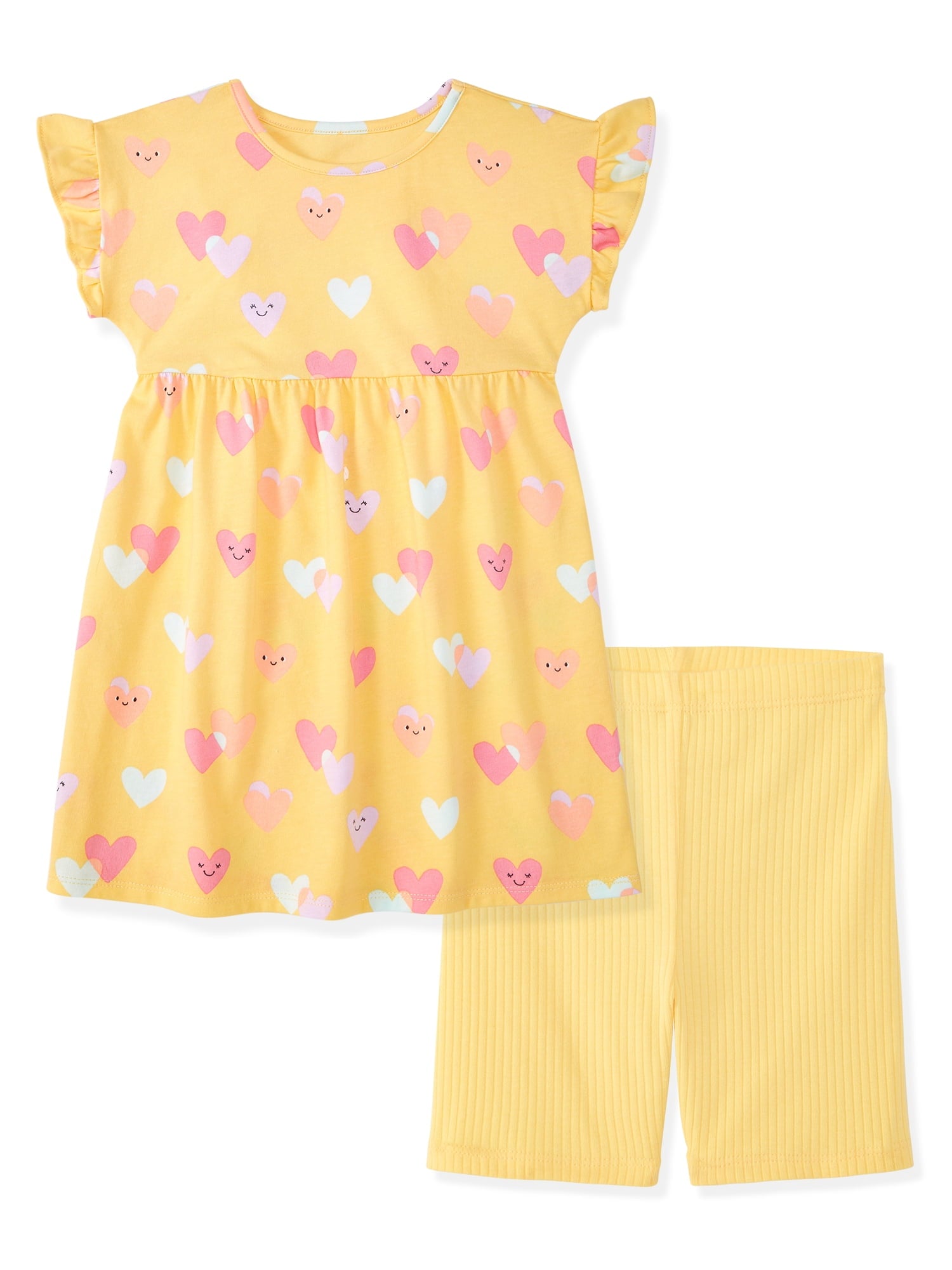 Garanimals Baby & Toddler Girl Cotton 2-Piece Set, Short-Sleeve Dress & Biker Shorts, 0M–6T