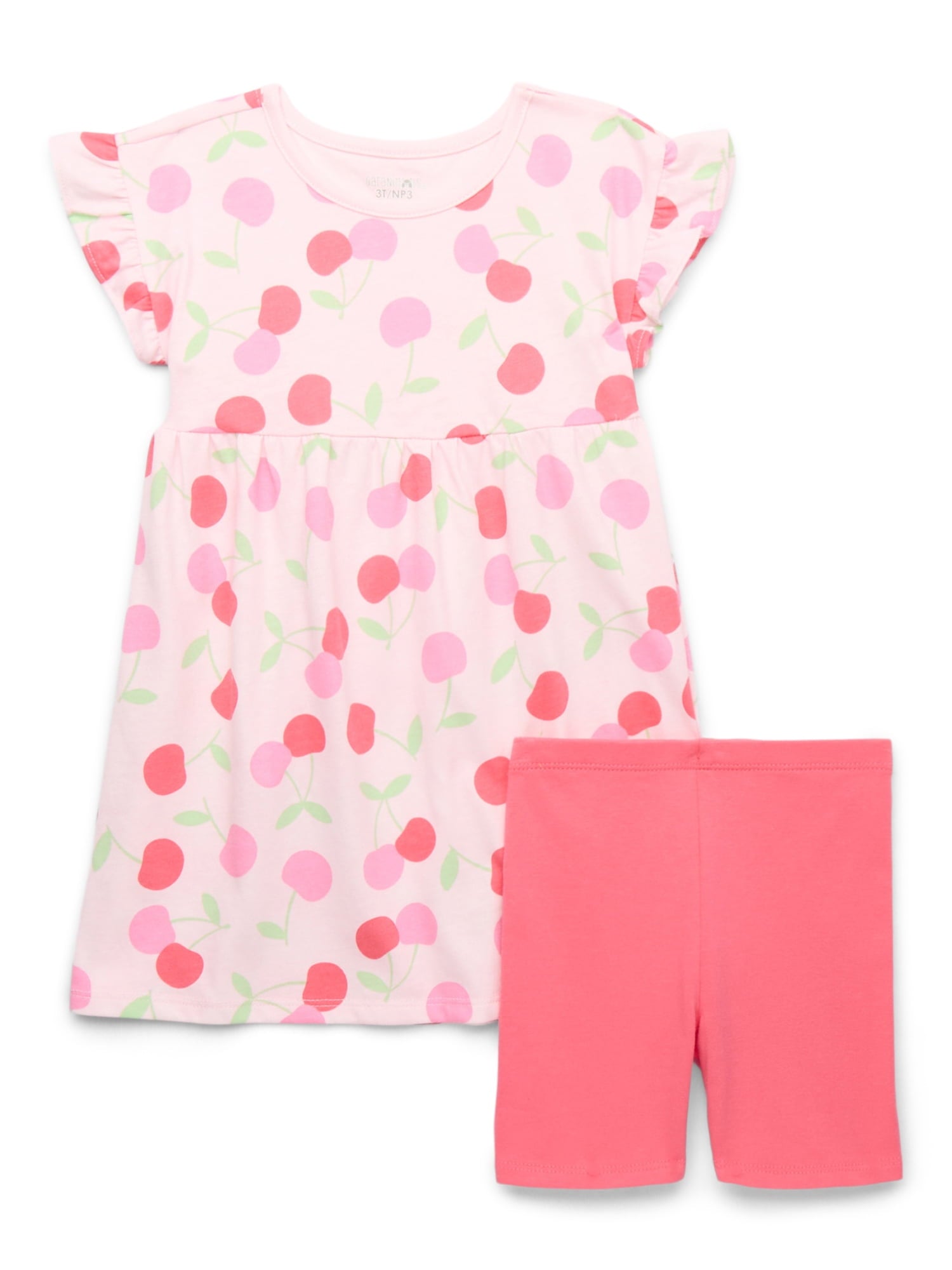 Garanimals Baby & Toddler Girl Cotton 2-Piece Set, Short-Sleeve Dress & Biker Shorts, 0M–6T