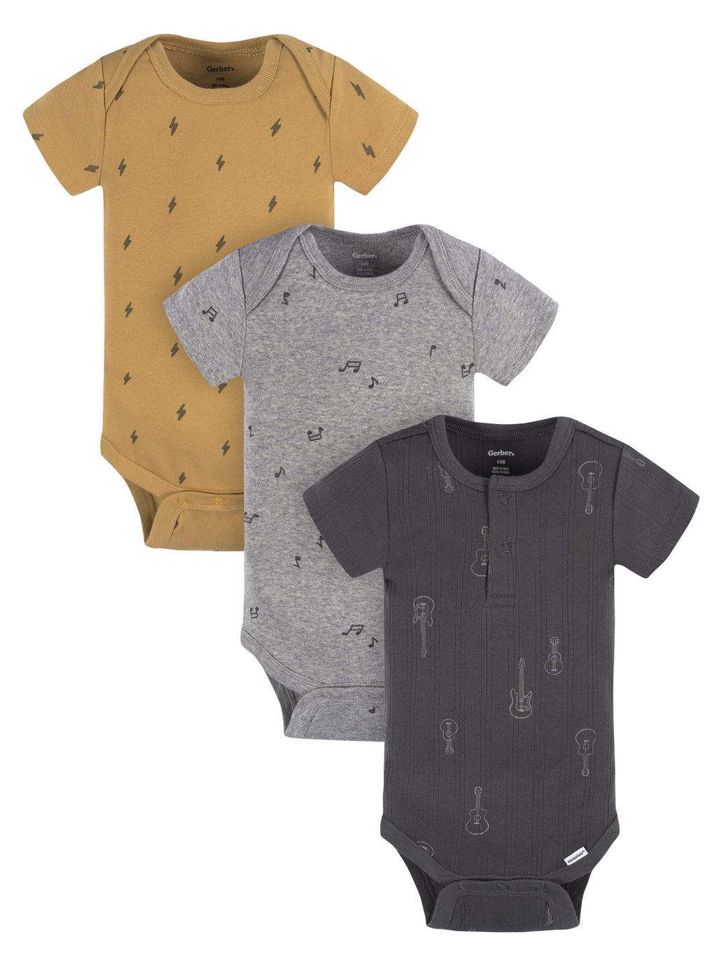 Gerber Baby Girl Short Sleeve Bodysuits, 3-Pack, Sizes Preemie - 12 Months