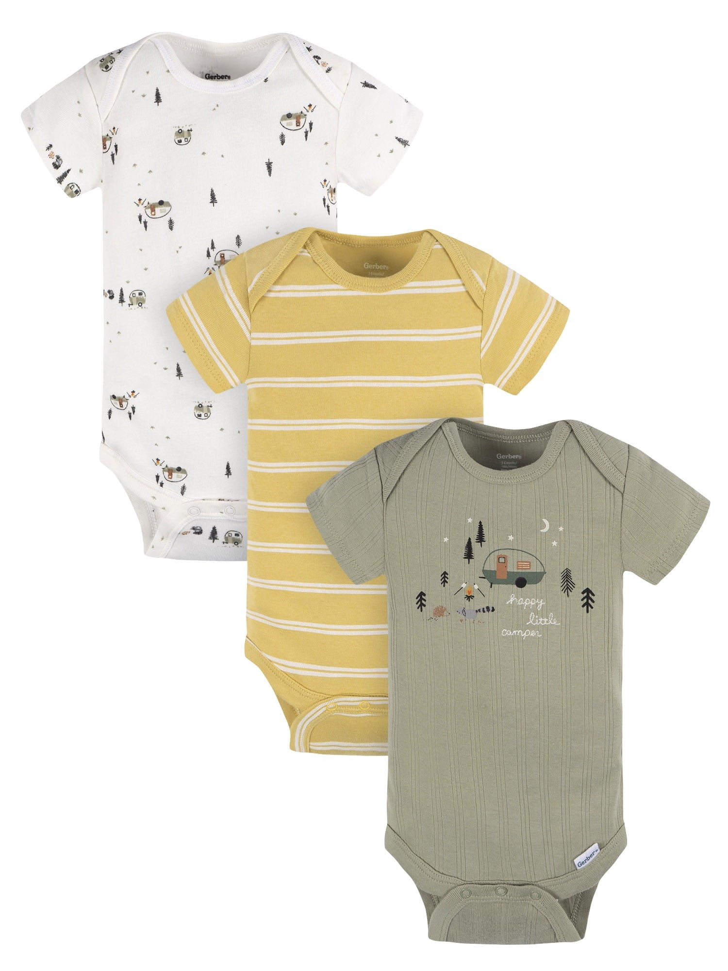 Gerber Baby Girl Short Sleeve Bodysuits, 3-Pack, Sizes Preemie - 12 Months