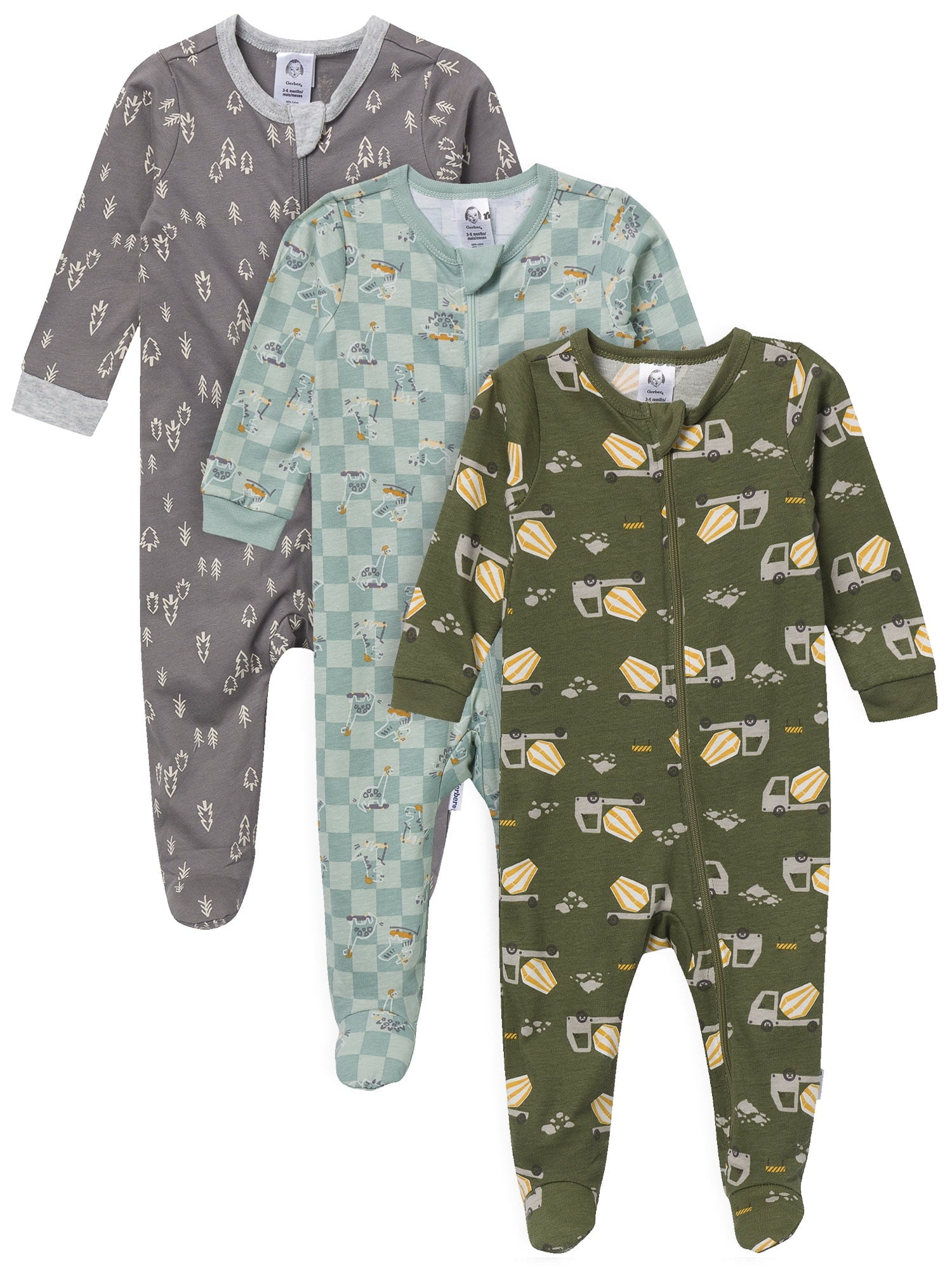Gerber Gender Neutral Sleep ´N Play Footed Pajama, 3-Pack, Sizes Newborn - 6/9 Months