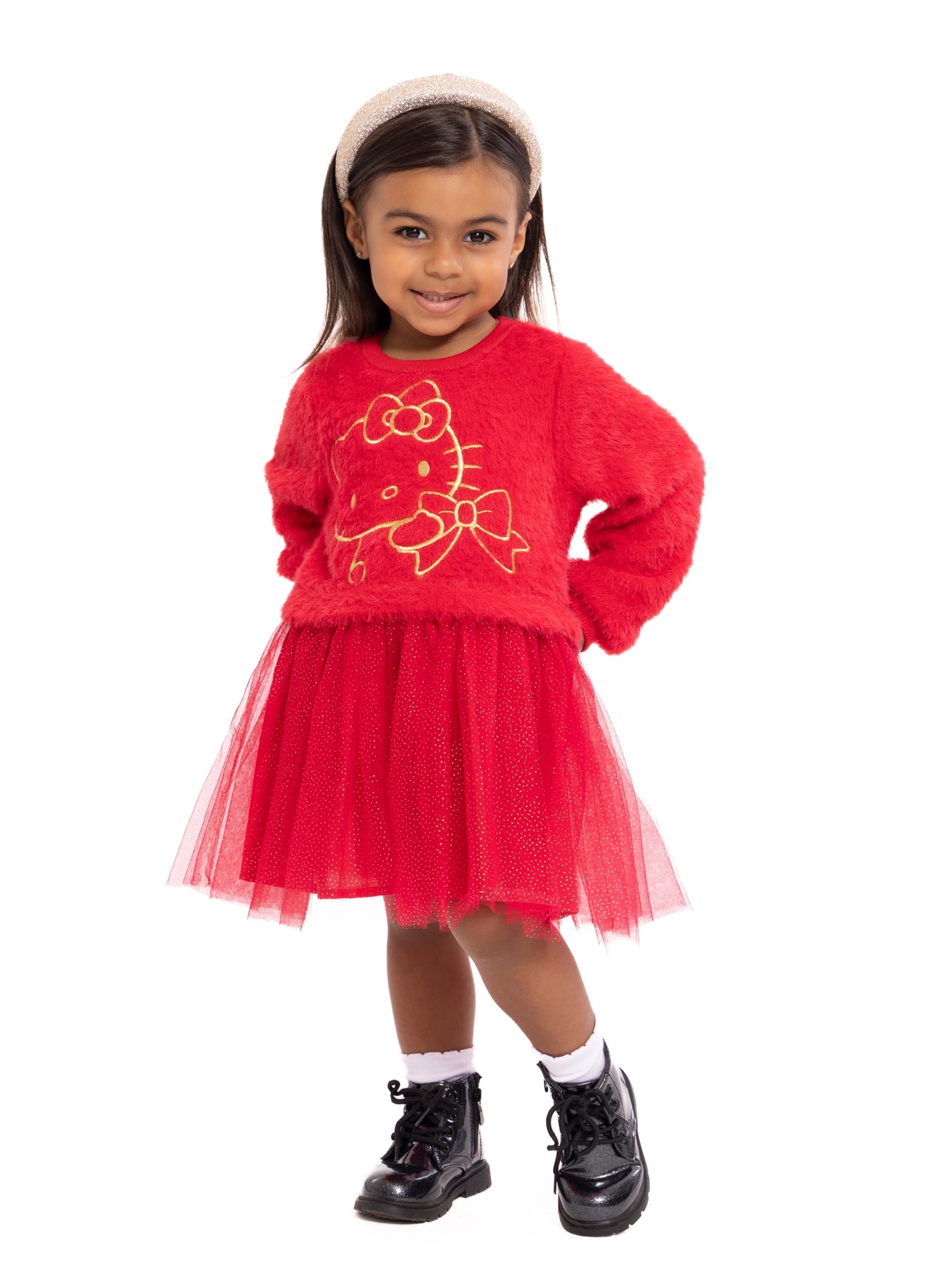 Strawberry Shortcake Toddler Girls Eyelash Knit Tutu Dress with Long Sleeves, Sizes 12M-5T