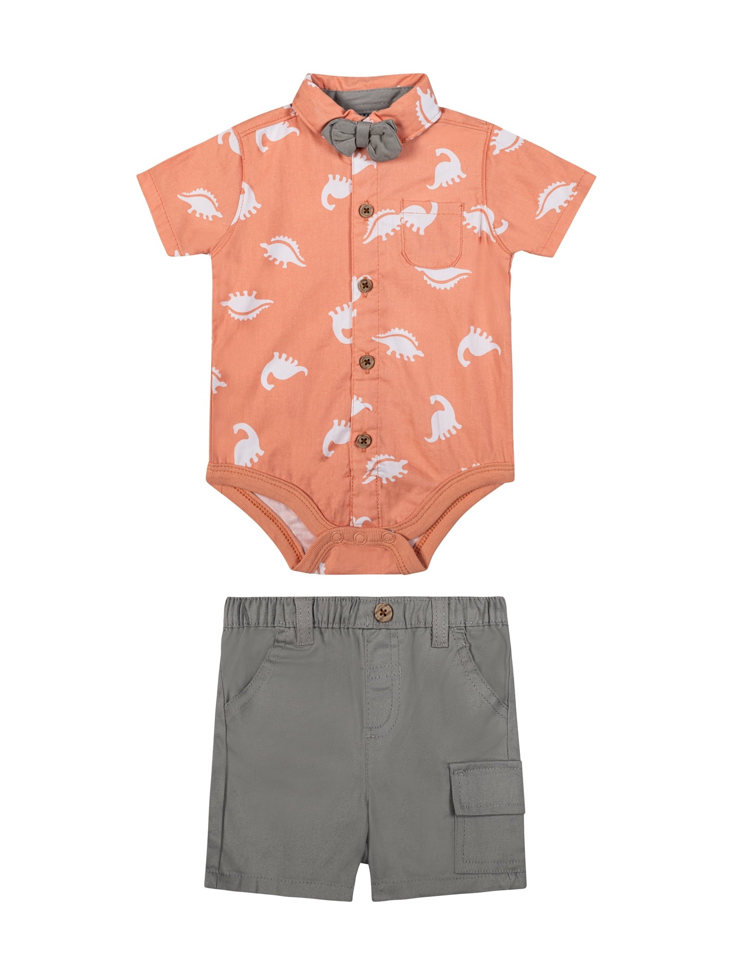 Little Lad Newborn Boys' Short Sleeve Shirt and Short, 2-Piece Set, Sizes 0-3M-6-9M