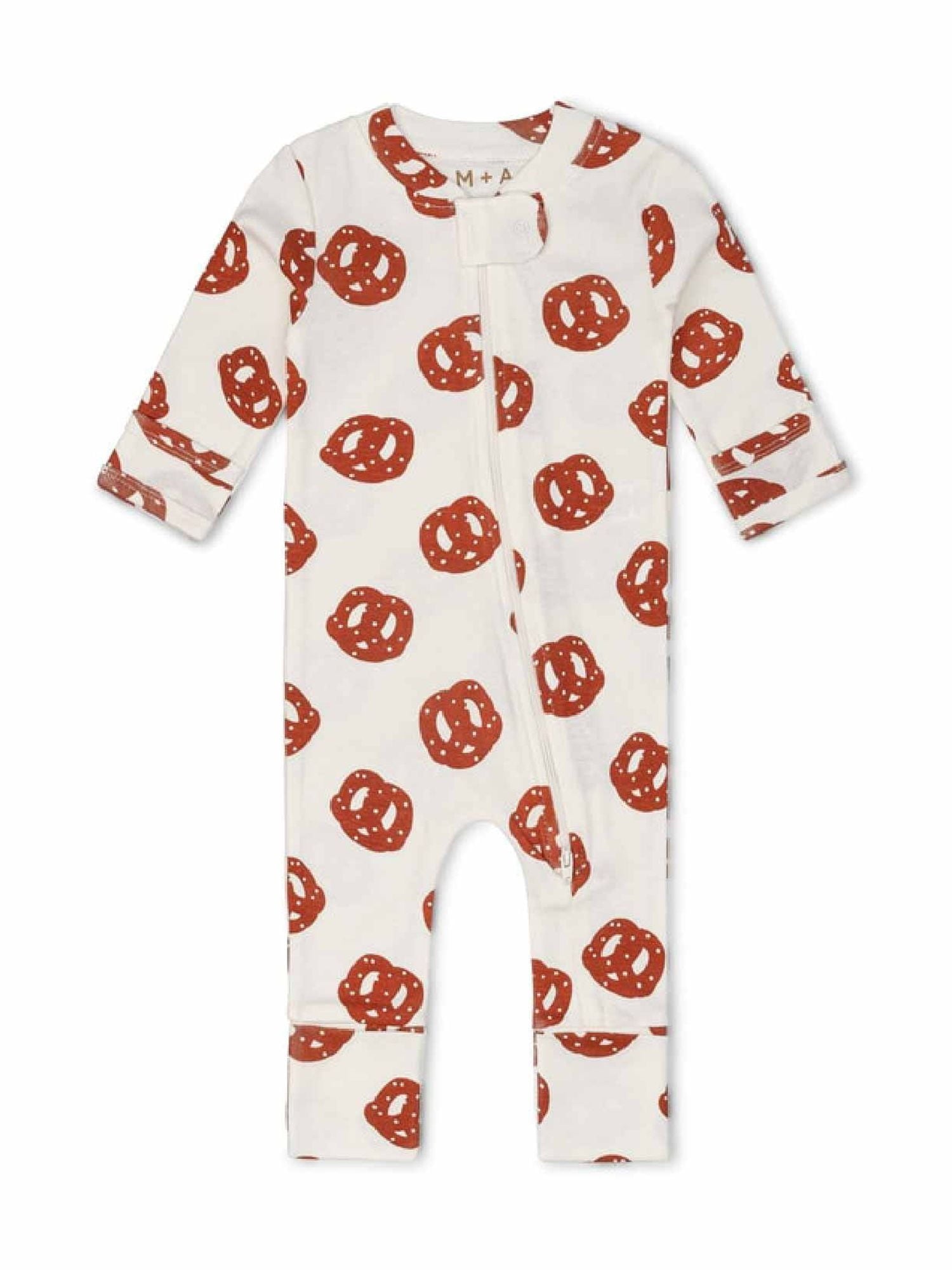 M+A by Monica + Andy Organic Cotton Gender Neutral Long Sleeve Baby One-Piece Pajama, Sizes Newborn - 24 Months