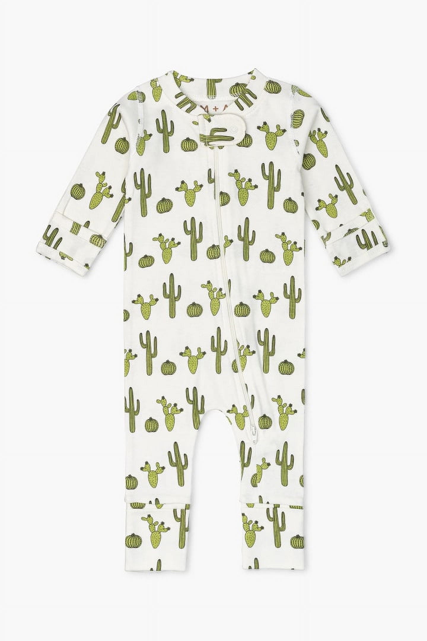 M+A by Monica + Andy Organic Cotton Gender Neutral Long Sleeve Baby One-Piece Pajama, Sizes Newborn - 24 Months