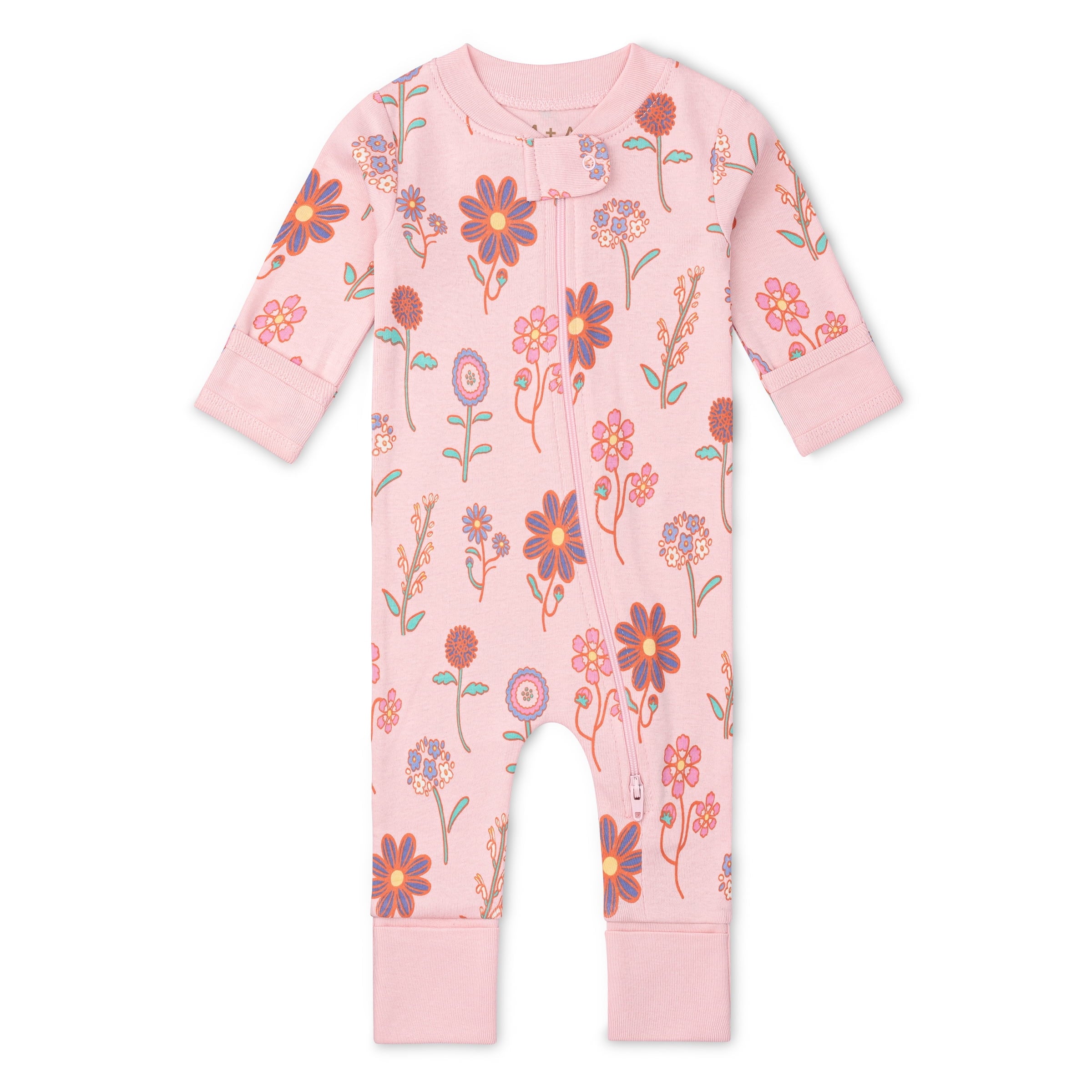 M+A by Monica + Andy Organic Cotton Gender Neutral Long Sleeve Baby One-Piece Pajama, Sizes Newborn - 24 Months