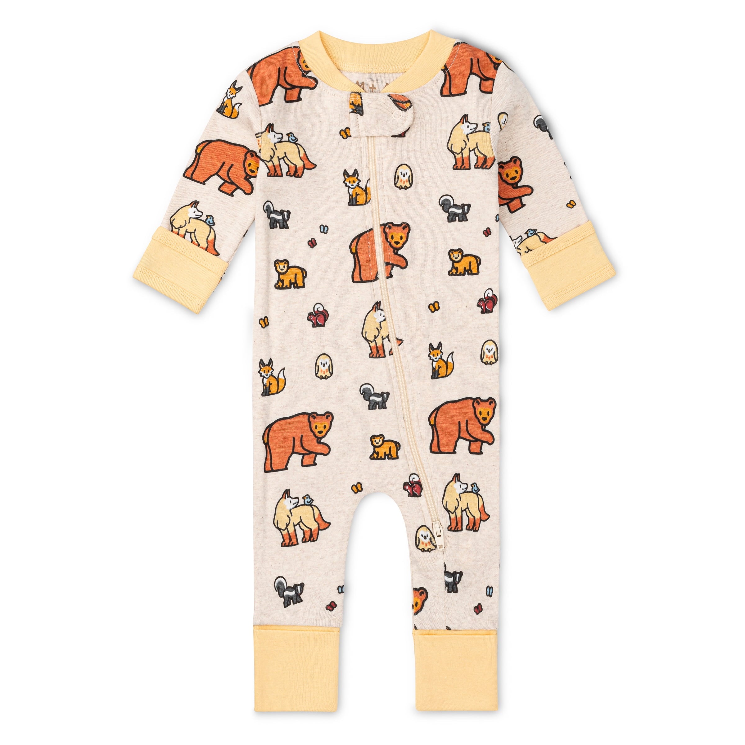 M+A by Monica + Andy Organic Cotton Gender Neutral Long Sleeve Baby One-Piece Pajama, Sizes Newborn - 24 Months